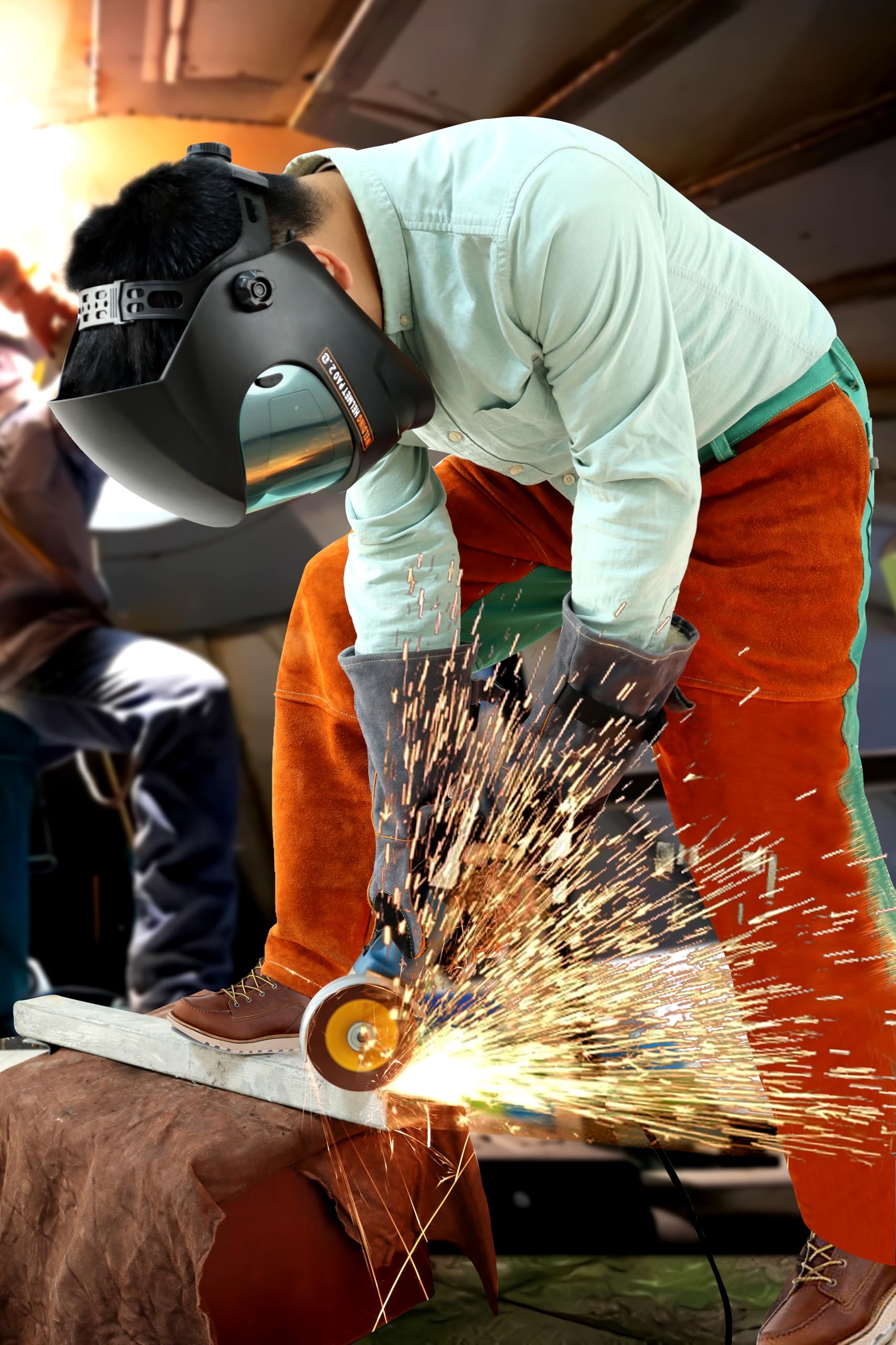 ANTAITHER Heat & Flame Resistant Leather Welding Pants - Heavy Duty Cowhide FR Safety Work Trousers for Welders, Blacksmiths & Industrial Workers