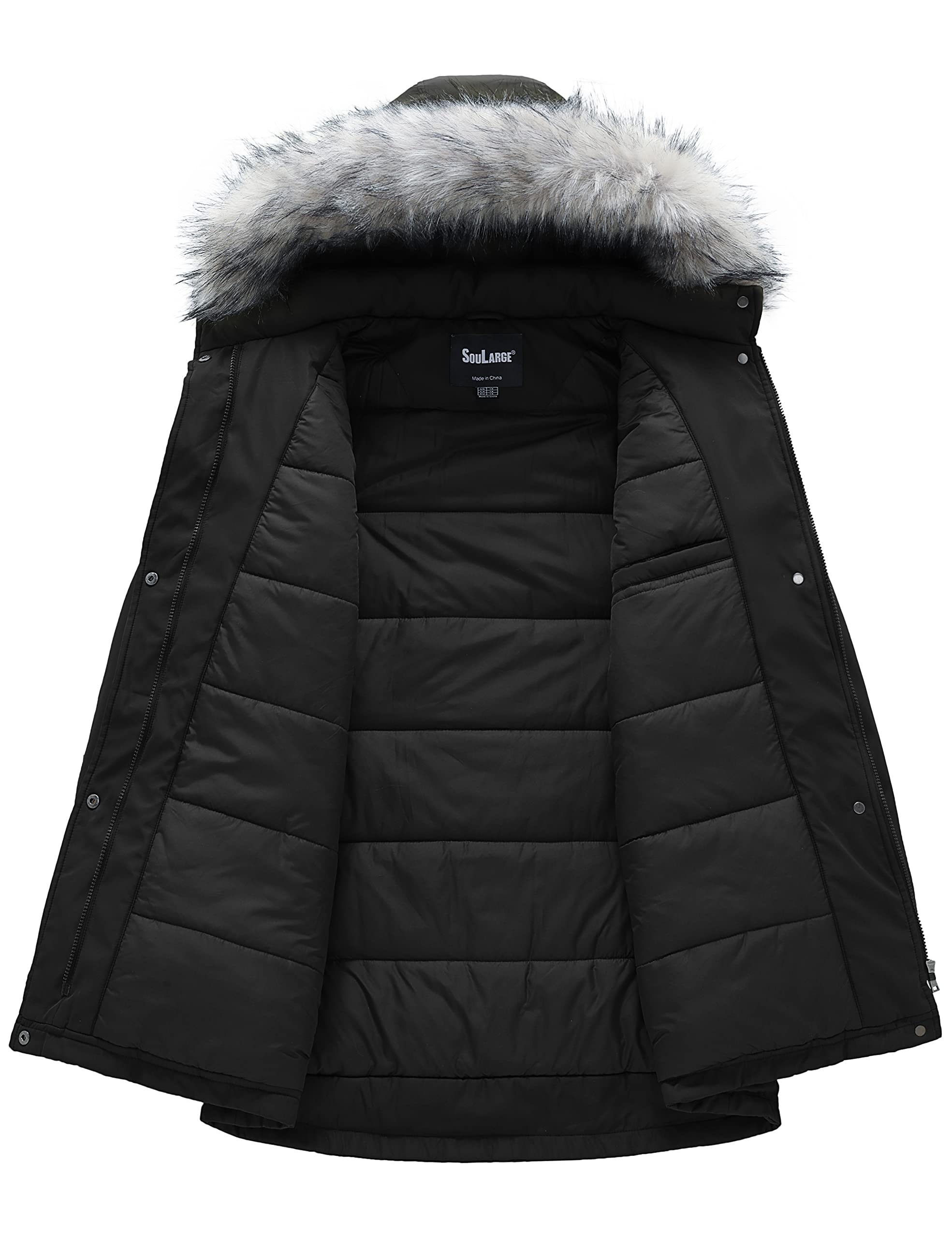 Soularge Women's Plus Size Winter Insulated Parka Coat with Faux Fur Hood - Warm Winter Jacket for Cold Weather, Snow, Outdoor Activities