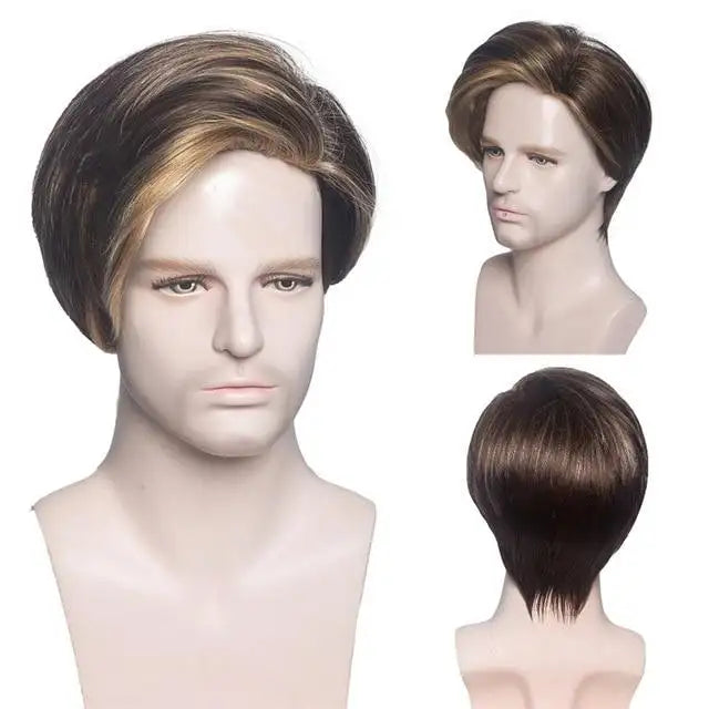 Heat-Resistant Synthetic Fiber Men's Wig - Zack Thomas Natural Look Hairpiece for Daily Wear & Cosplay