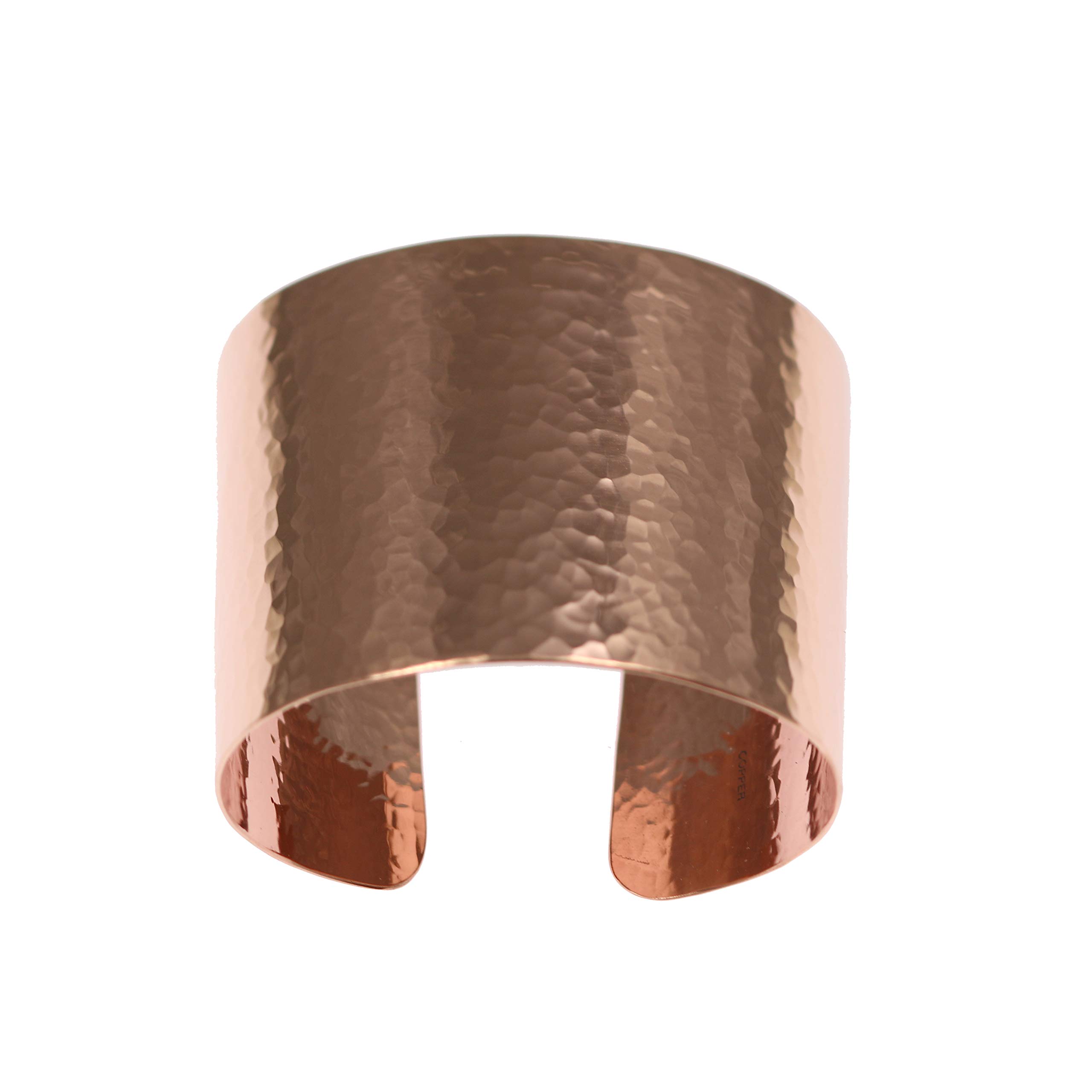 John S. Brana Handmade Wide Hammered Copper Cuff Bracelet - 100% Uncoated Solid Copper Bangle for Women - Boho Jewelry Gift for Birthday, Anniversary & Special Occasions