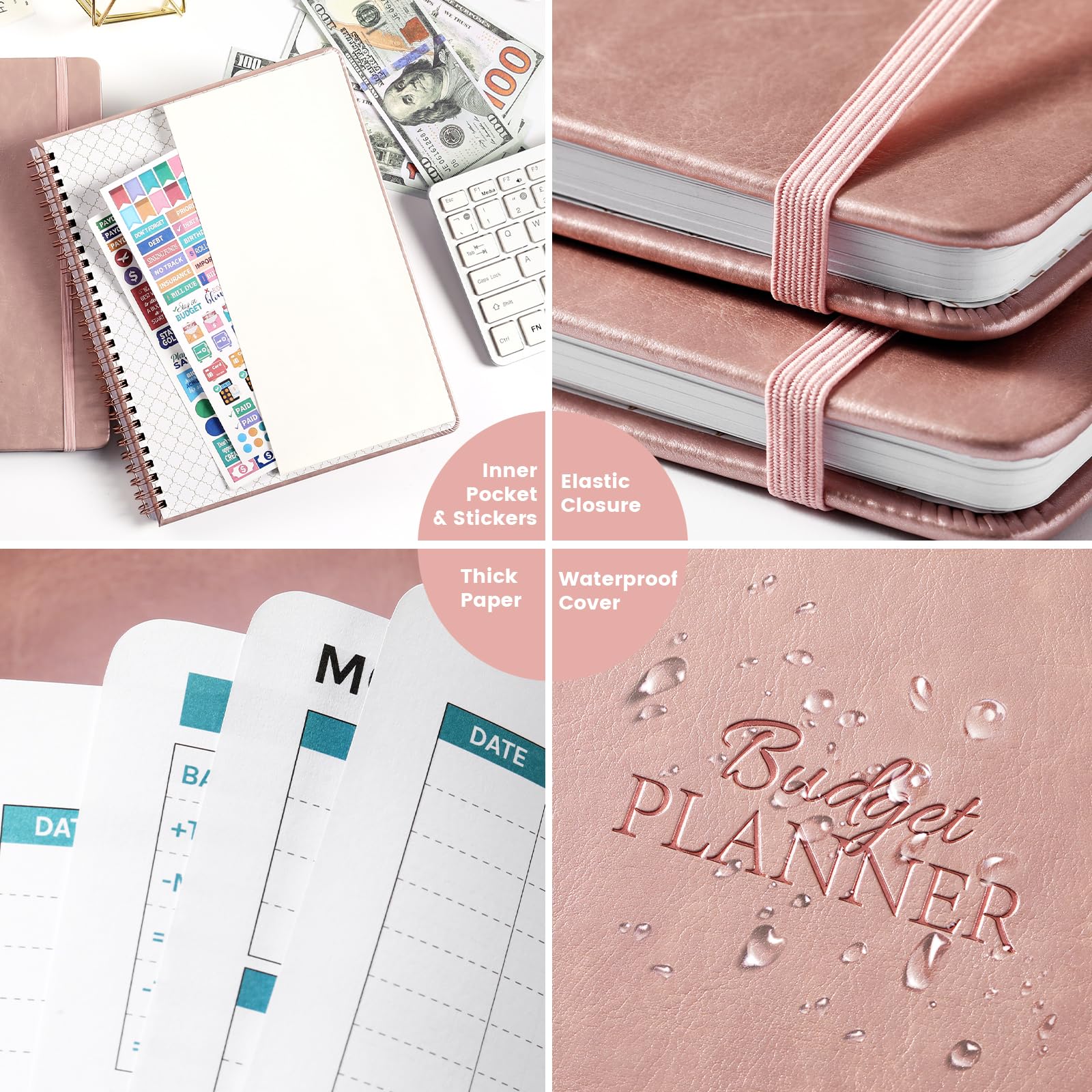 2025 Monthly Budget Planner - 8''x10'' Bill Tracker & Financial Organizer | Expense Tracking Notebook with Rose Gold Cover | Perfect for Personal Finance Management, Bill Payments & Savings Goals