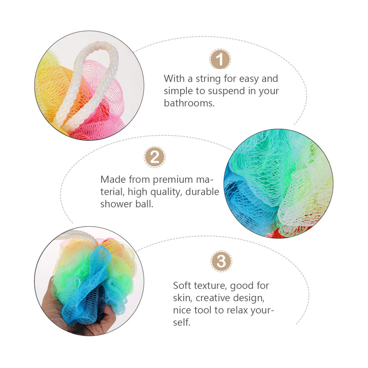 Exfoliating Loofah Sponges for Face & Body - 6 Pack Bath Sponge Balls, Mesh Shower Pouf, Bubble Making Scrubber for Men & Women - Spa, Shower & Bathroom Accessories - Perfect for Exfoliation & Relaxation