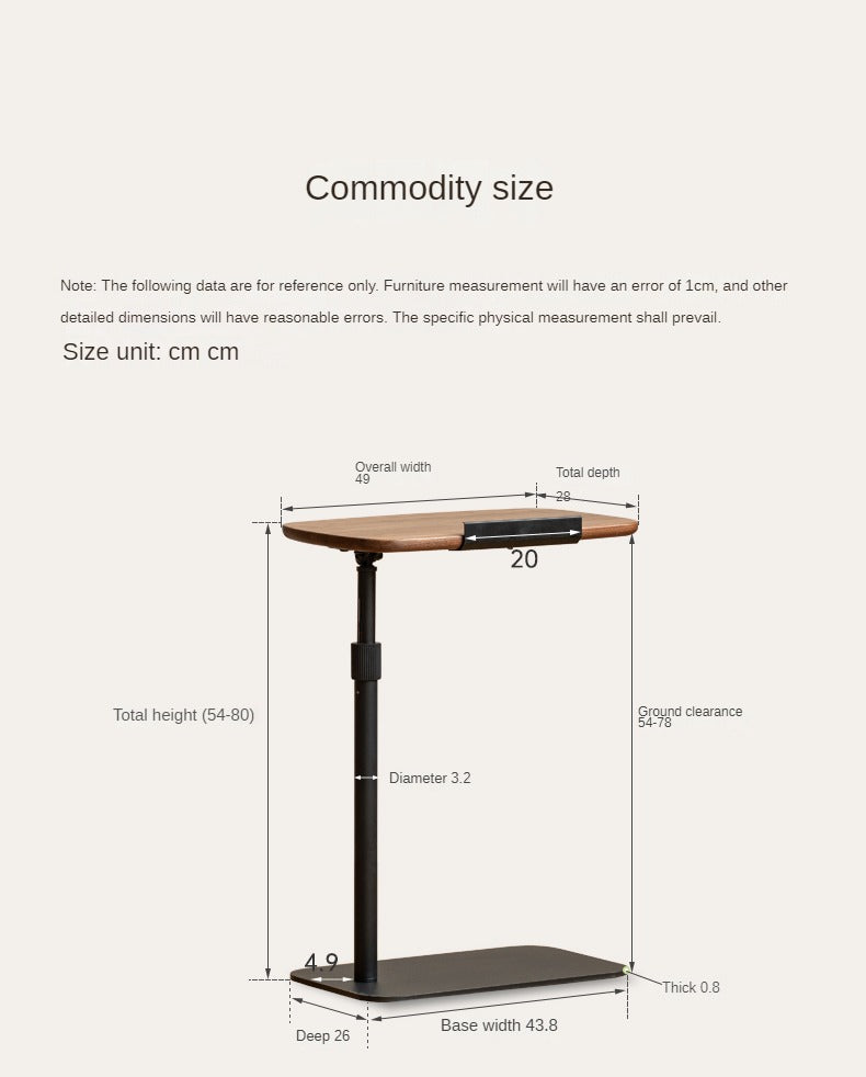 Premium Black Walnut Solid Wood Liftable Rotating Side Table - Adjustable Height End Table for Living Room, Bedroom & Office Use