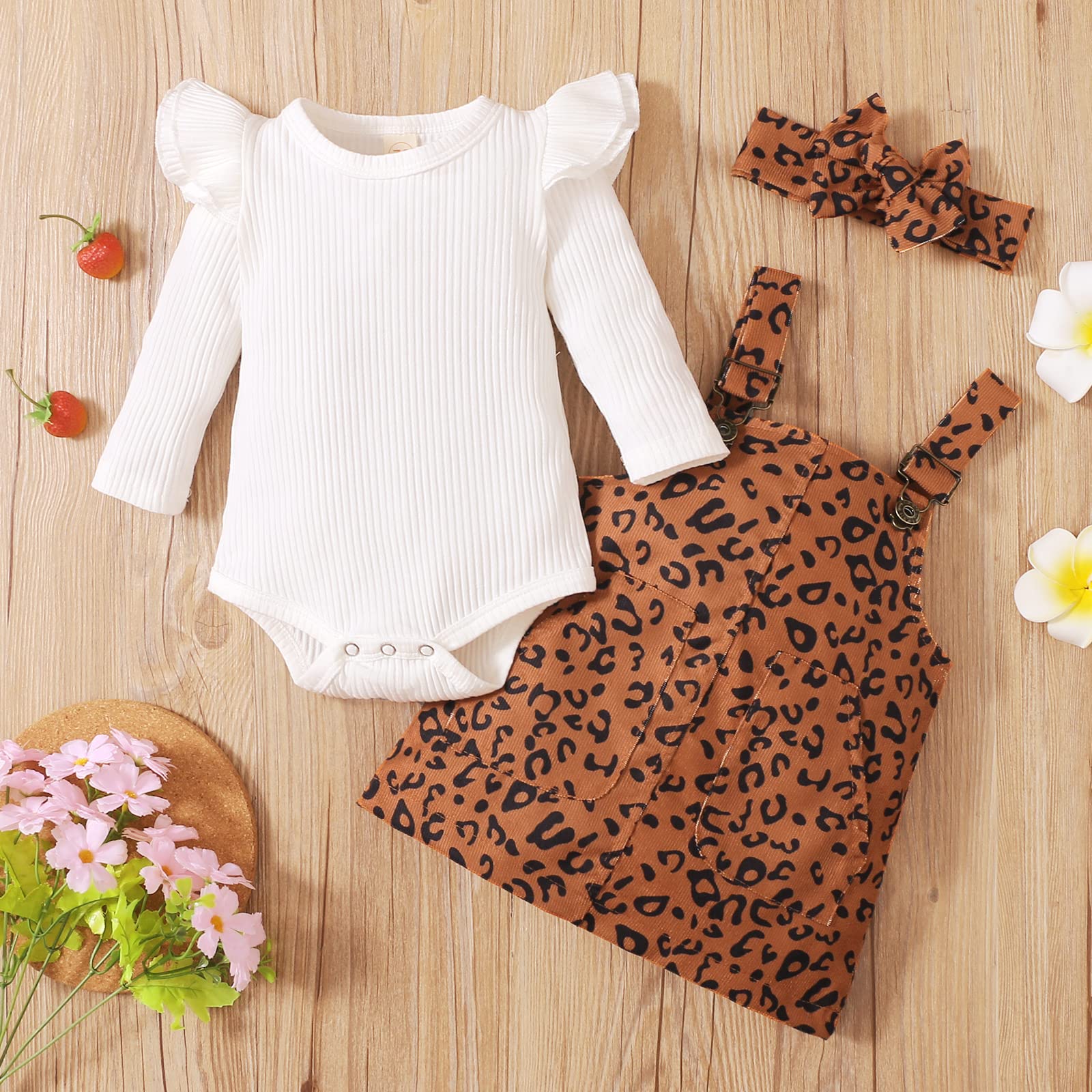 Mubineo 3Pcs Newborn Baby Girl Outfits - Bodysuit, Romper, Dress & Headband Set | Soft Cotton Baby Clothes for 0-12 Months | Perfect for Photo Shoots, Birthday Parties & Daily Wear
