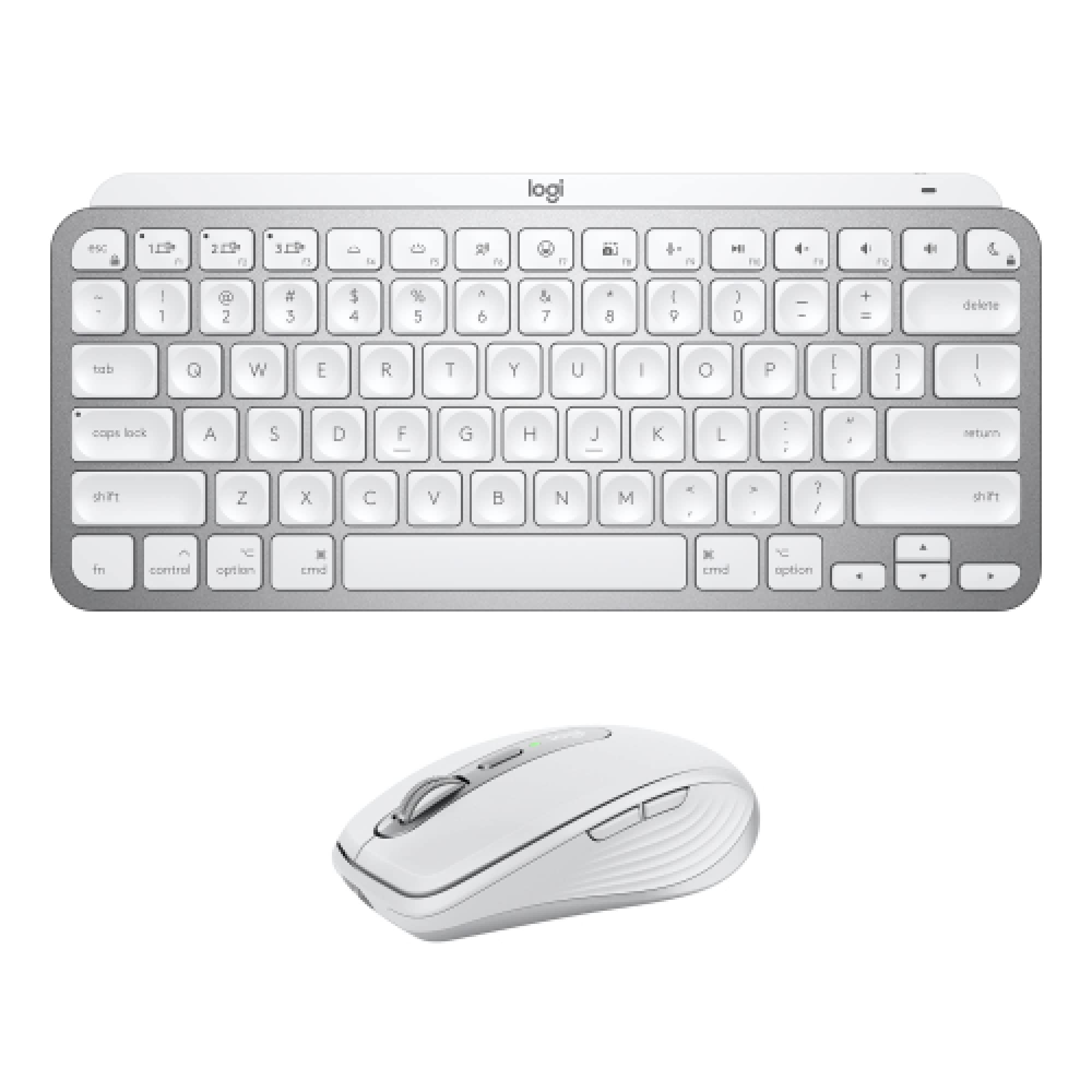 Logitech MX Keys Mini for Mac Keyboard & MX Anywhere 3 for Mac Wireless Mouse Combo - Backlit Keys, USB-C Bluetooth, Ergonomic Compact Design, Fast Scrolling - Optimized for macOS & iPadOS (Pale Grey) | Perfect for Home Office, Remote Work & Creative Professionals