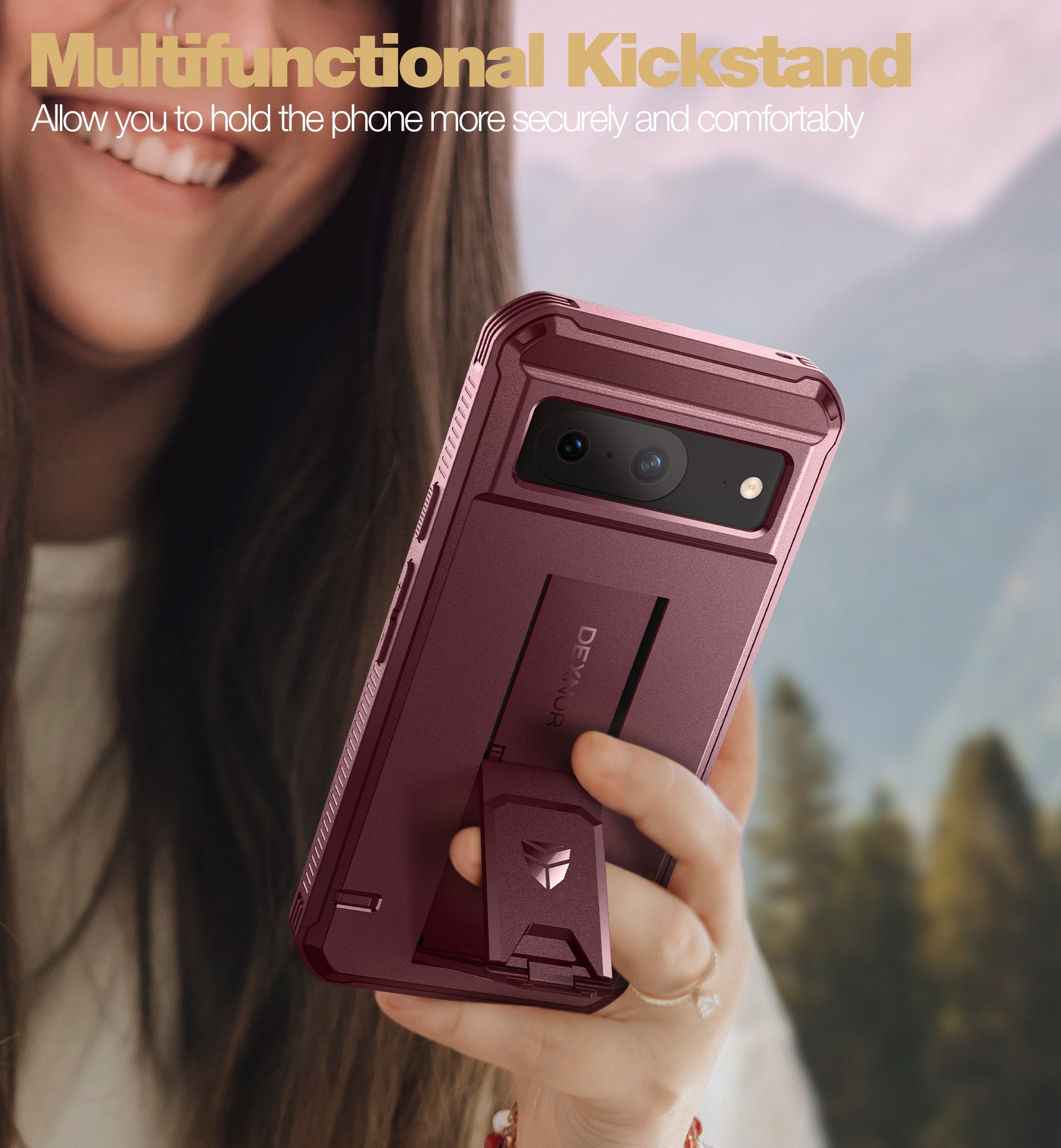 Dexnor Heavy Duty Shockproof Rugged Case for Google Pixel 8 with 2 Screen Protectors, Full Body Bumper & Kickstand - Perfect for Outdoor Adventures, Travel, and Daily Protection