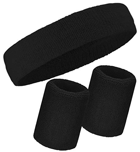 Sweatbands + Wristbands Set - Black