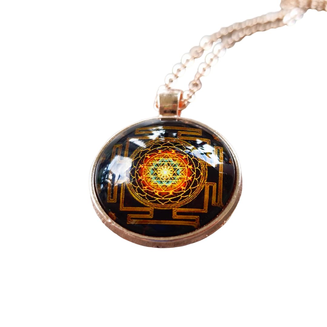 Gold Sri Yantra Sacred Geometry Necklace for Men & Women - Spiritual Meditation Jewelry with Healing Properties | Yoga, Chakra Balancing & Mindfulness Accessory