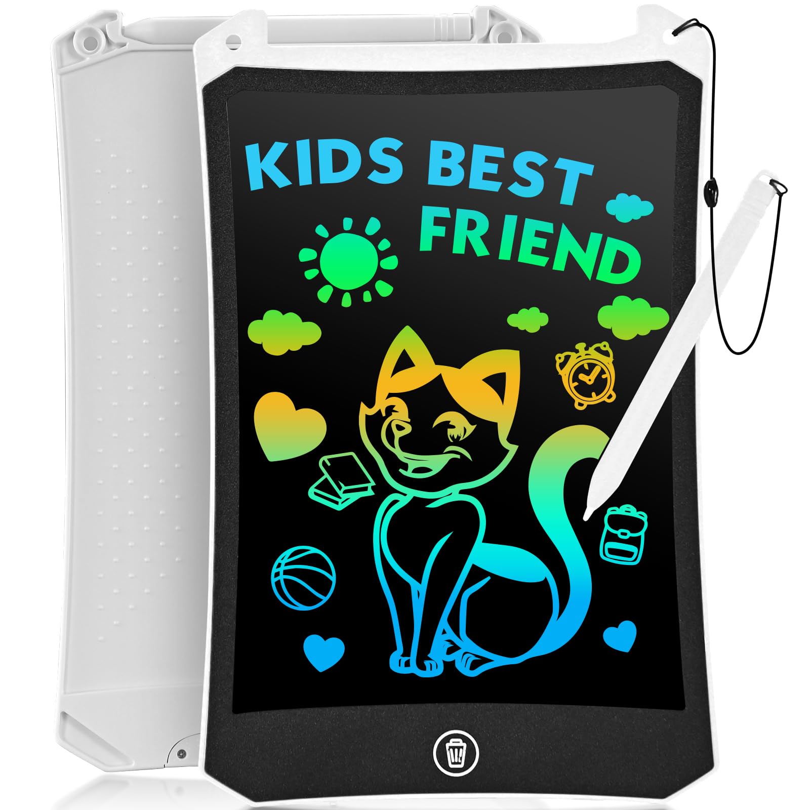 8.5 Inch LCD Writing Tablet - Colorful Electronic Doodle Board for Kids, Reusable Drawing Pad with Stylus, Educational Learning Toy & Birthday Gift for Boys Girls Ages 3-8 (White) | Perfect for Home, School & Travel Use