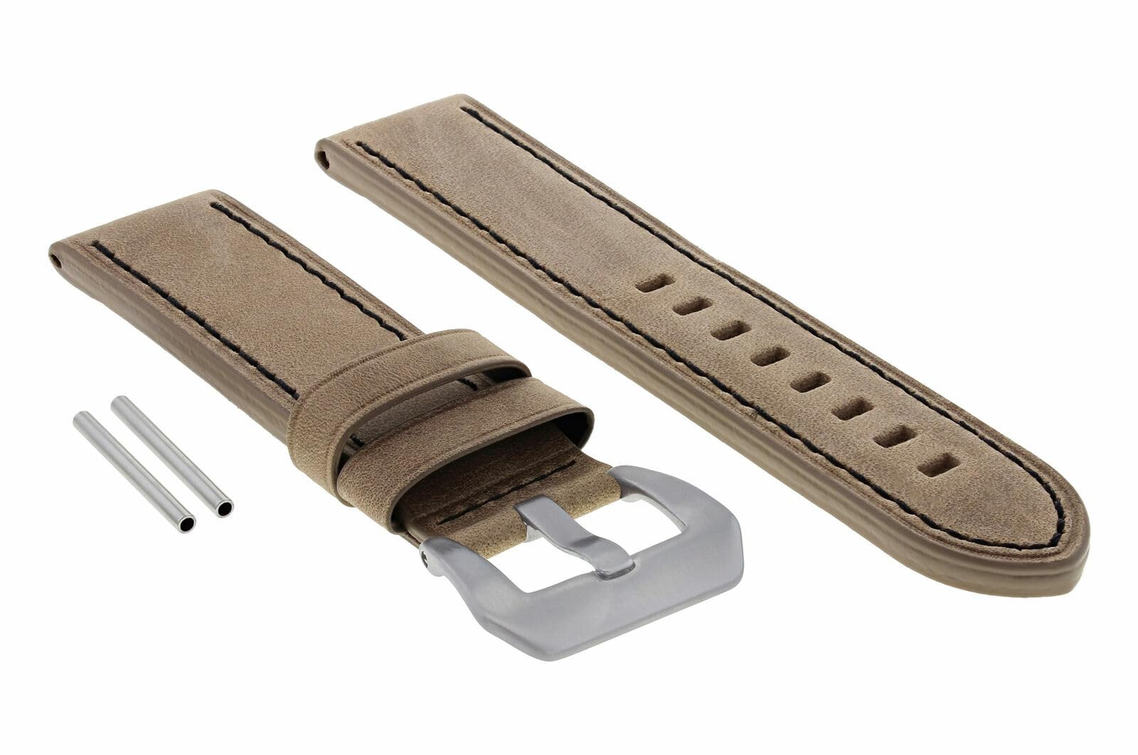 24mm Genuine Leather Watch Band Strap for Breitling Chronomat & Super Ocean - Black Stitching Replacement Strap | Perfect for Business, Casual & Outdoor Activities