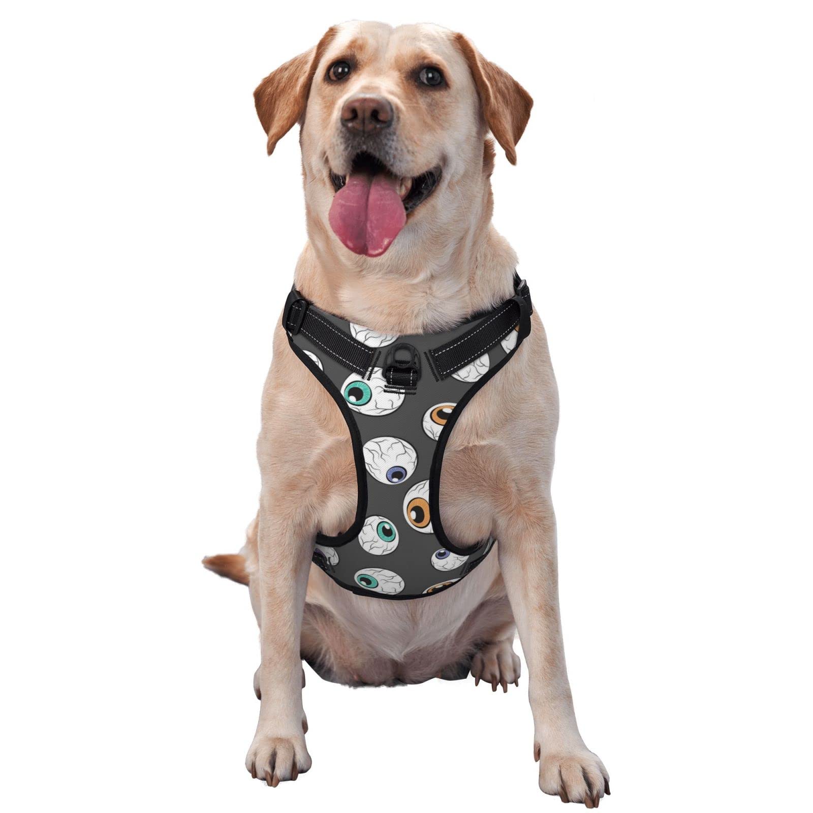 **No-Pull Adjustable Dog Harness with Leash – Breathable Vest for Large & Medium Dogs | Cute Eyeball Design, Hook & Loop Fasteners – Perfect for Walking, Hiking & Outdoor Adventures**