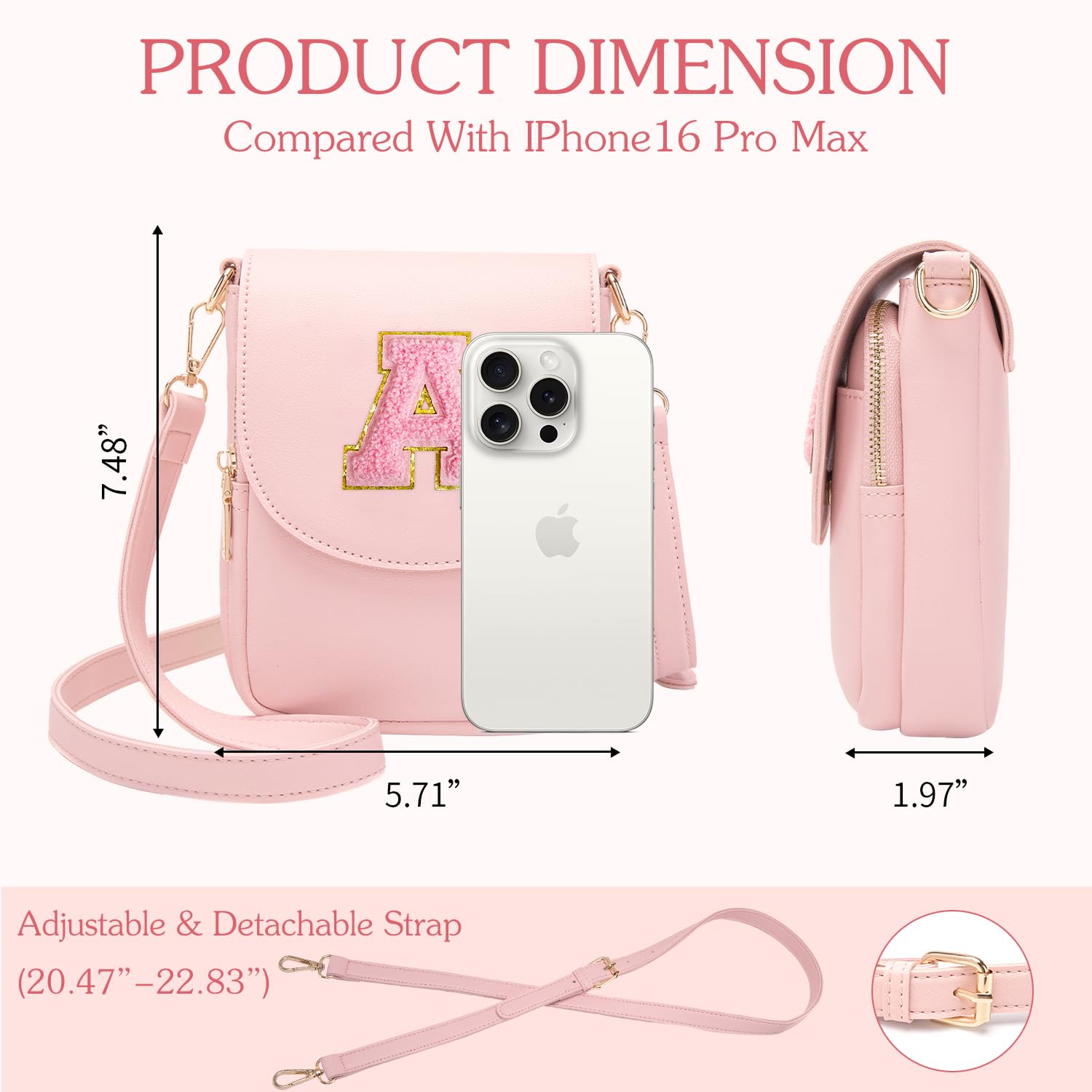 Stylish Leather Crossbody Purse for Teen Girls & Women - Small Initial Phone Bag with Triple Compartment - Perfect for School, Travel & Everyday Use