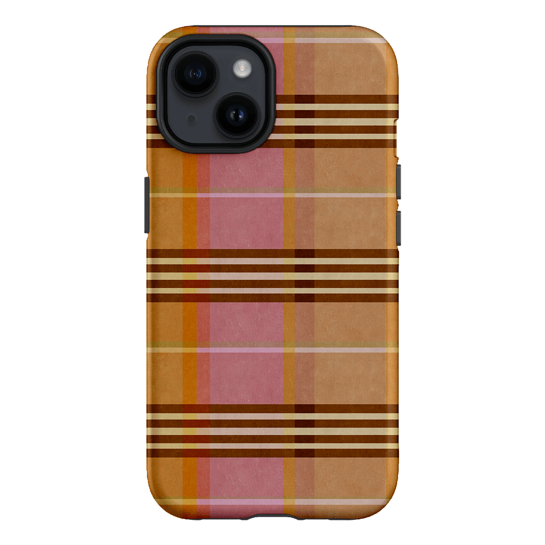 Peachy Plaid Phone Case for iPhone 15/14/13/12/11 Pro Max - Cute Tartan Pattern Protective Cover with Shockproof Design - Perfect for Everyday Use, Travel & Fashion Accessories