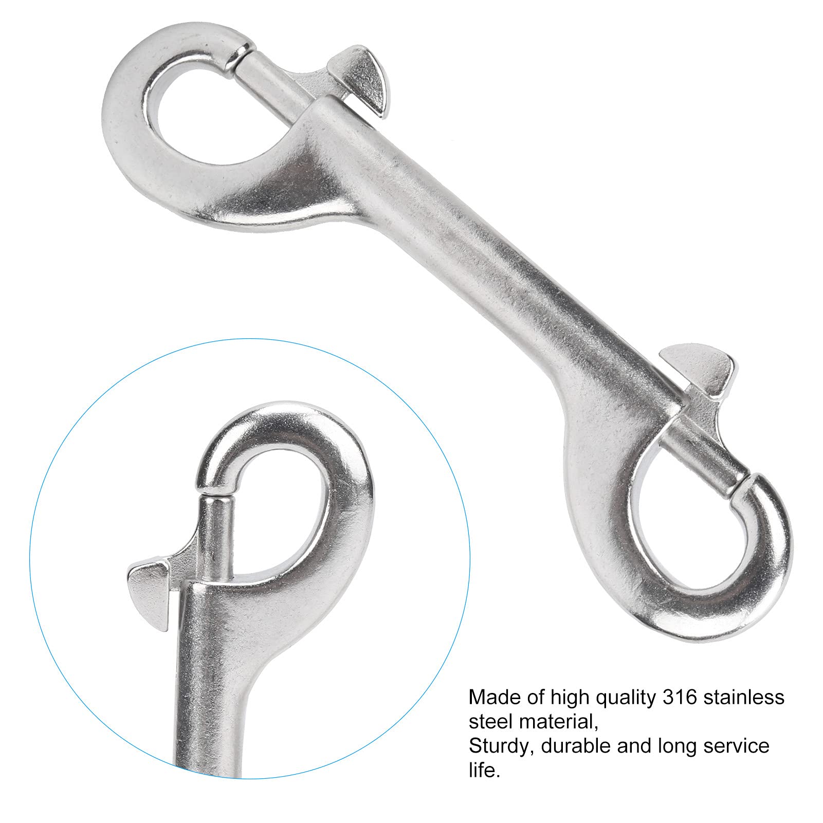 Stainless Steel Double Ended Bolt Snap Hooks - Heavy Duty Diving Clips for Scuba Gear, Pet Feed Buckets, Hammocks & Horse Tack | Marine & Outdoor Use