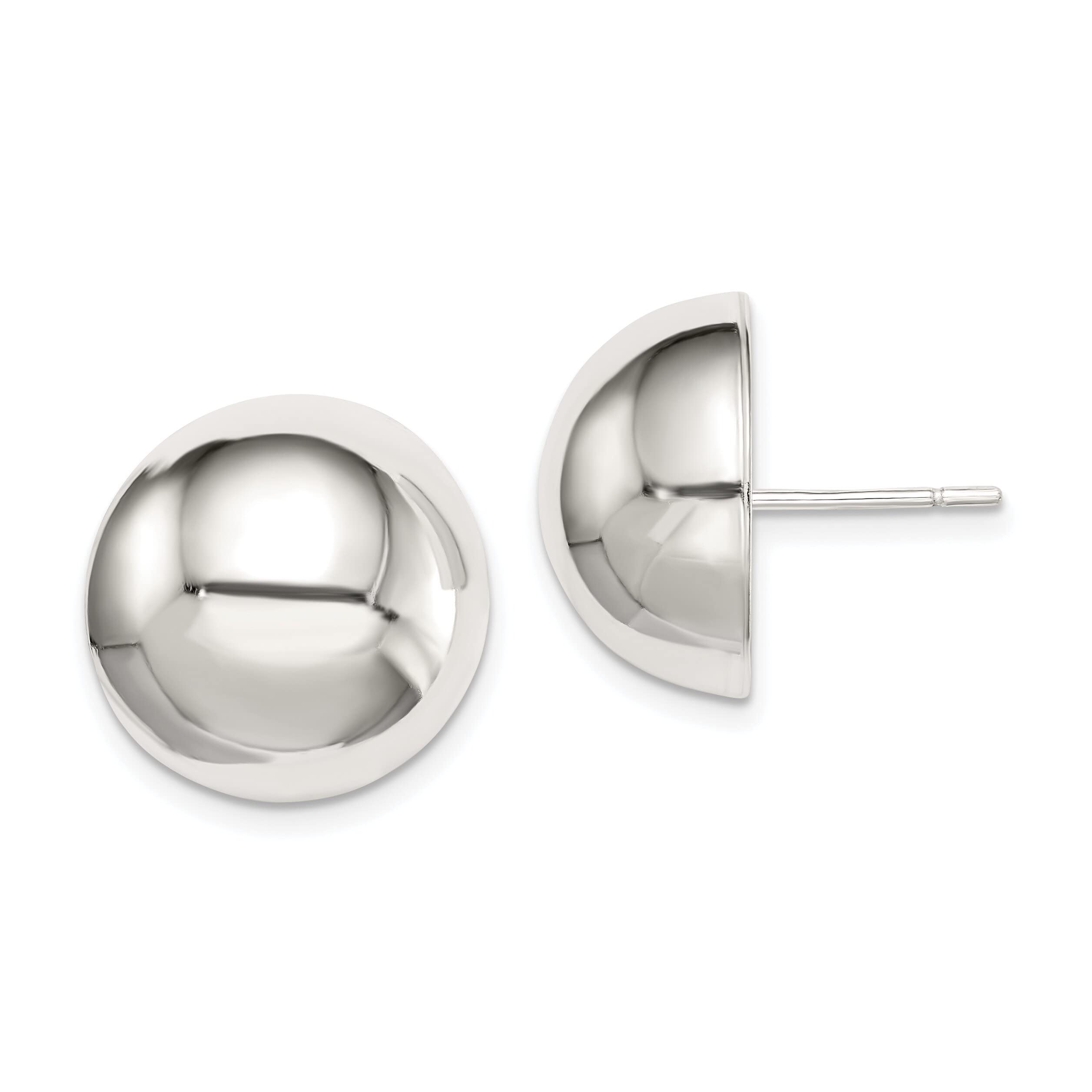 18mm Sterling Silver Half Ball Stud Earrings for Women - Perfect for Everyday Wear, Parties & Gifts