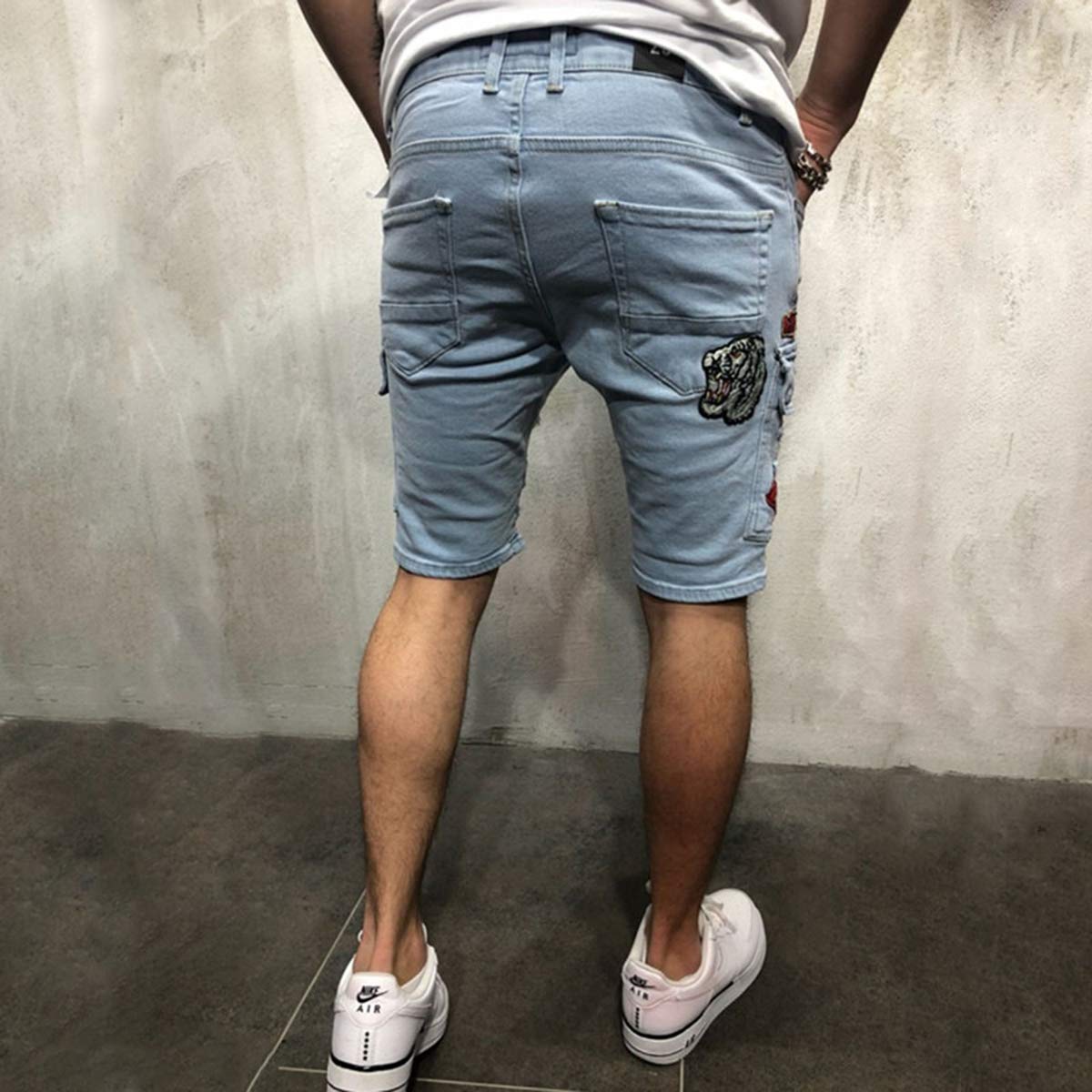 Seidarise Men's Distressed Denim Shorts - Ripped Blue Jean Shorts for Casual Wear | Perfect for Summer Outfits, Beach Trips & Street Style Fashion