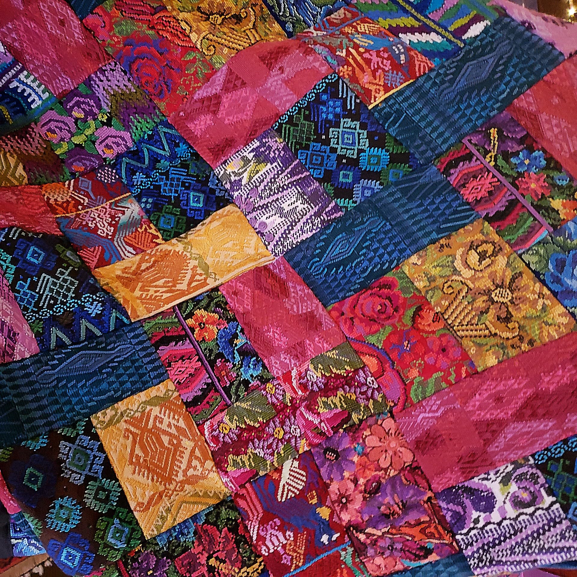 Vibrant Embroidered Huipil Guatemalan Blanket - Handwoven Cotton Throw for Sofa, Bed & Home Decor