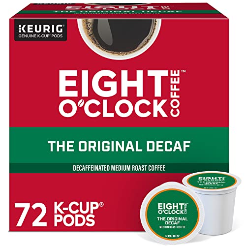 Eight O'Clock Coffee The Original Decaf K-Cup Pods - Medium Roast Single-Serve Coffee, 72 Count (6 Packs of 12) - Perfect for Offices, Home Brewing & Keurig Machines