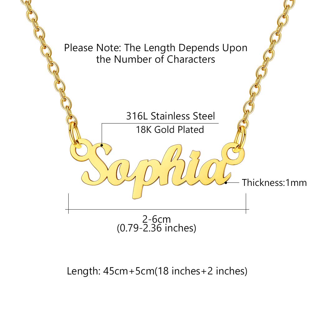 Custom4U Personalized Name Necklace - 18K Gold Plated Stainless Steel Pendant Jewelry - Unique Bridesmaid Birthday Gift for Women - Perfect for Weddings, Anniversaries & Special Occasions