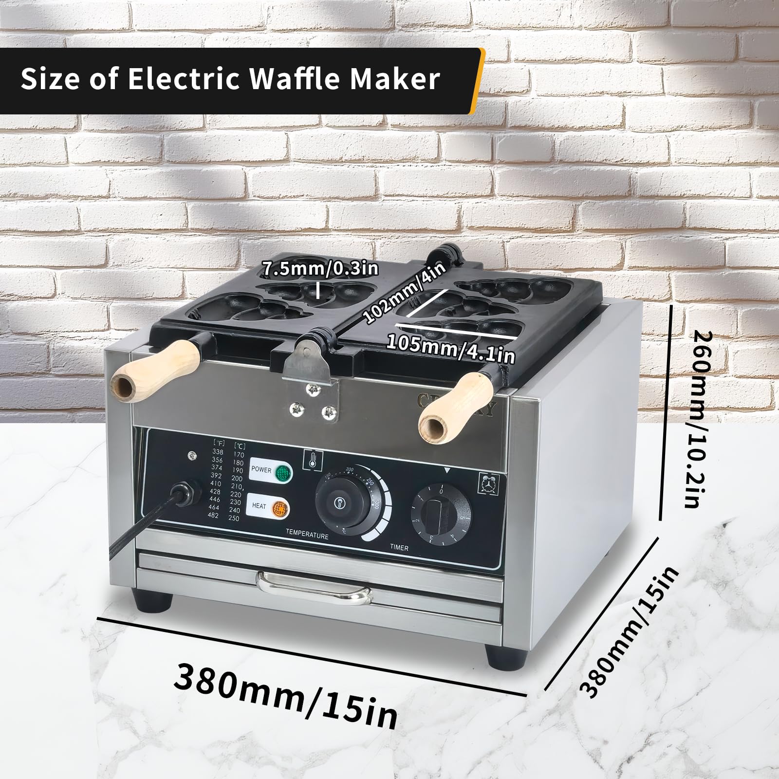 Poop Emoji Waffle Maker - 3 Fun Shape Molds, Stainless Steel Non-Stick Teflon Coating, Adjustable Temperature 122-572°F - Perfect for Kids Breakfast, Party Snacks & Funny Gifts