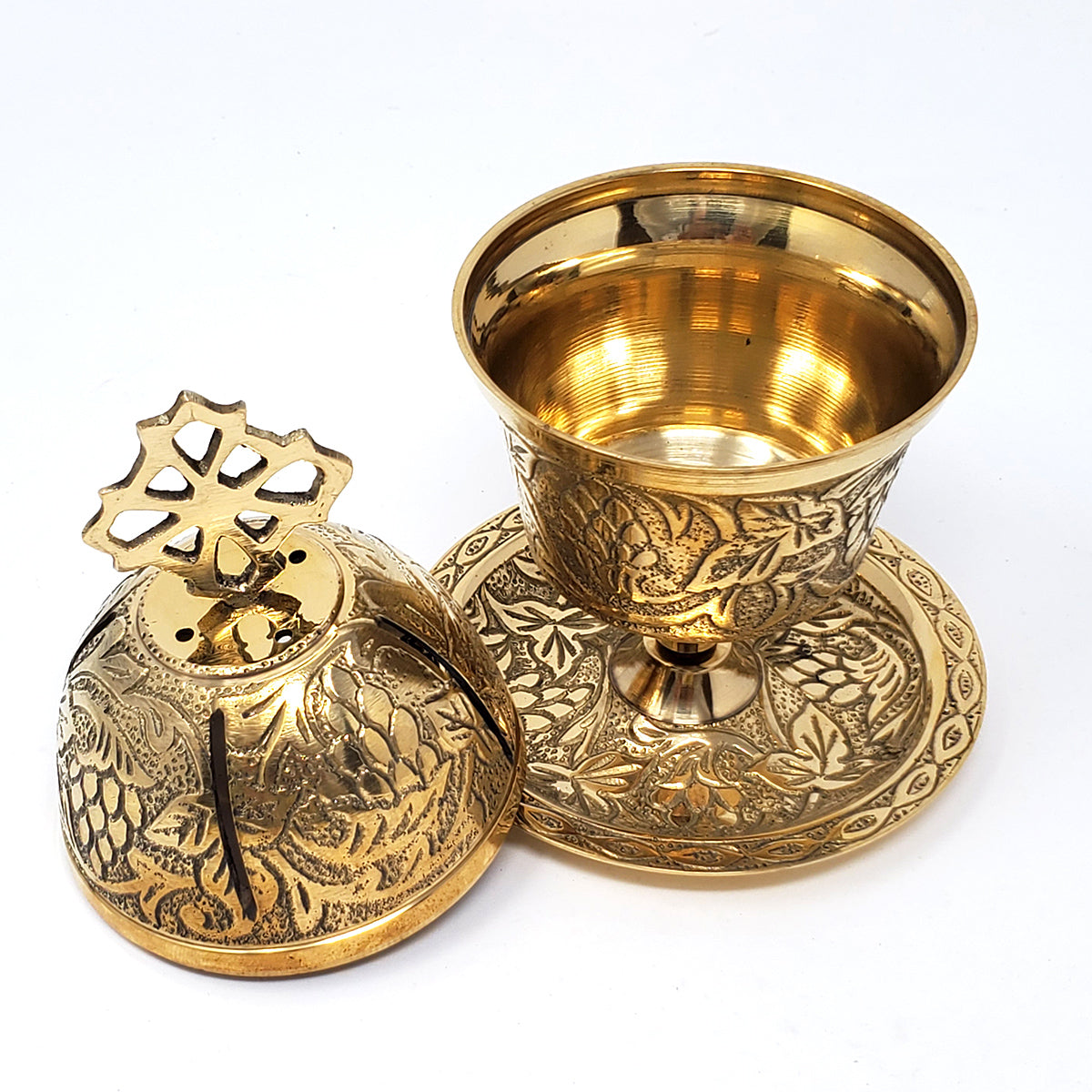 Handmade Carved Brass Incense Stick Holder & Cone Burner - Elegant Home Decor for Meditation, Yoga, and Aromatherapy