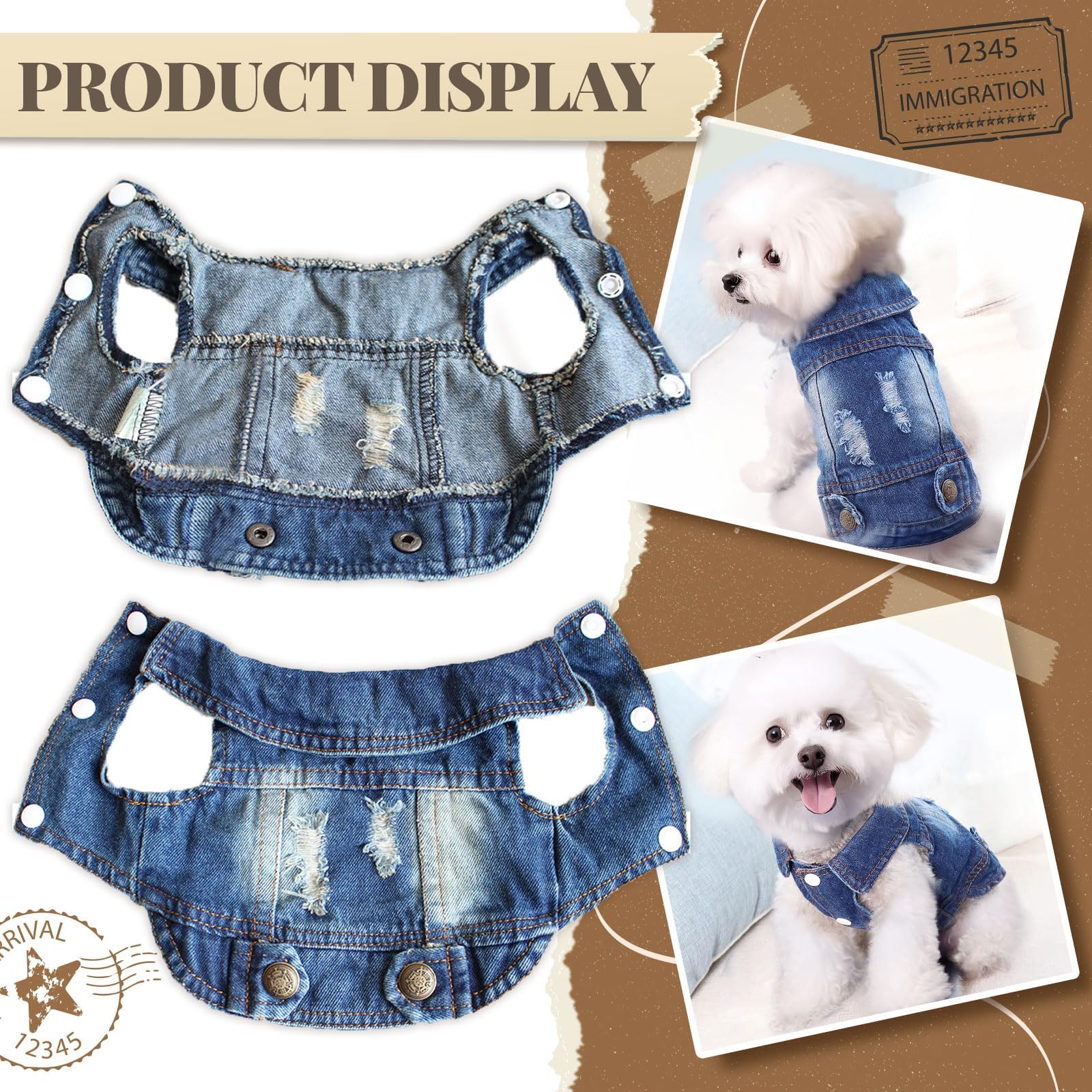Stylish Blue Denim Dog Jacket - Small Pet Outfits for Small & Medium Dogs & Cats - Puppy Shirts, Doggy Costume Clothing for Shih Tzu, Chihuahua, Yorkie & Teacup Breeds - Perfect for Outdoor Walks, Pet Fashion & Photo Shoots