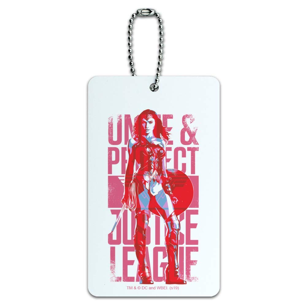 Justice League Movie Wonder Woman Unite and Protect Luggage Tag - Carry-On ID Card for Suitcases, Bags & Travel Accessories - Perfect for Cosplay, Comic Con & Superhero Fans
