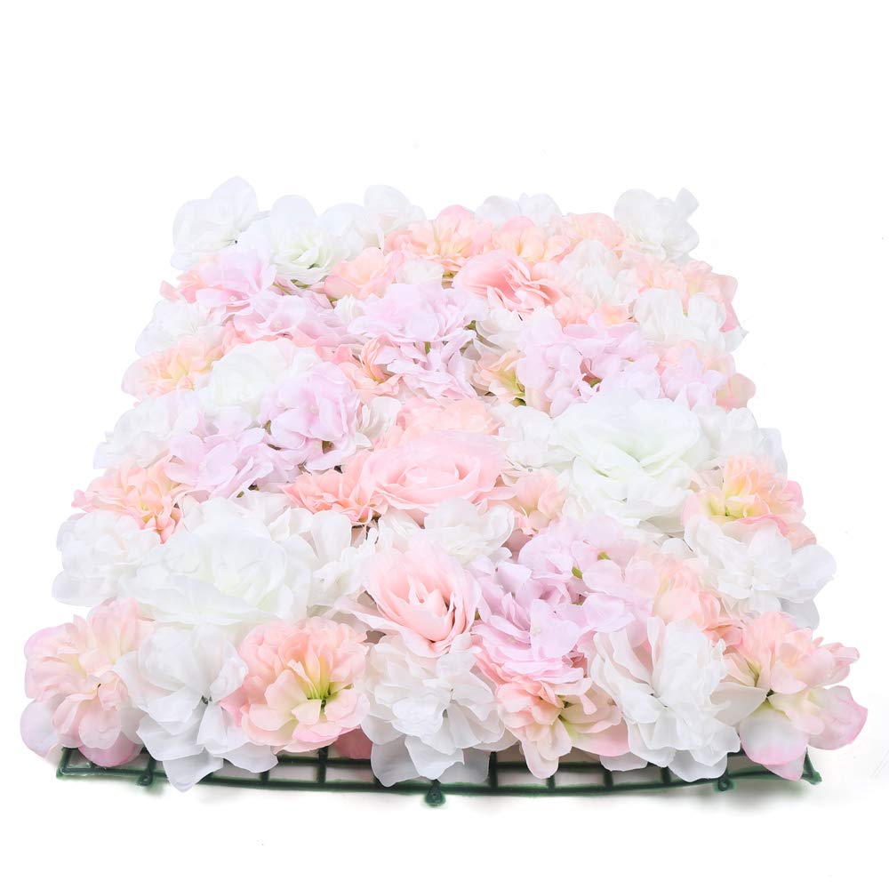 12pcs Artificial Silk Rose Flower Wall Panels - 24
