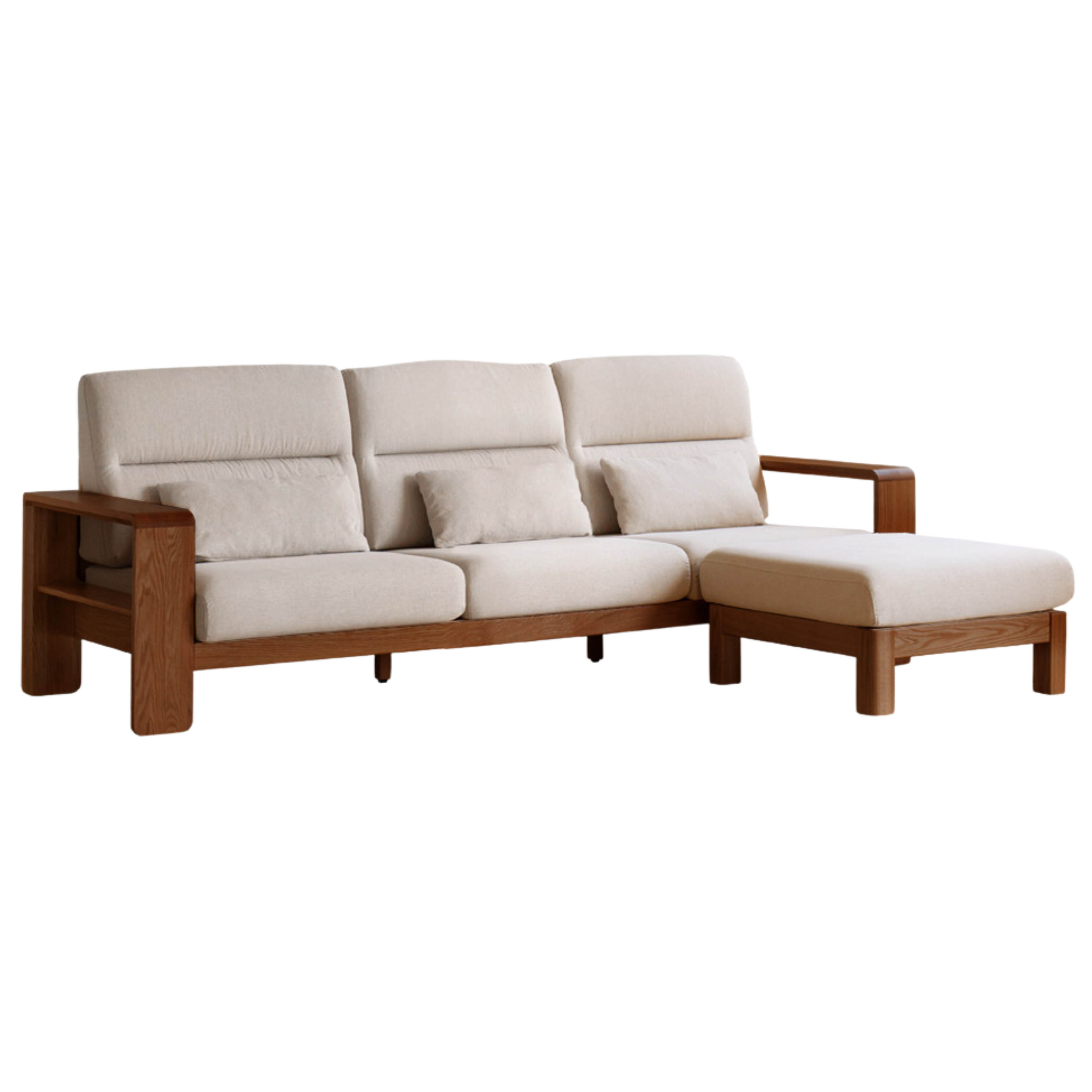 107.4x65.3x38.1 inch / 273x166x97 cm / Walnut color / Three-person corner  fabric sofa imitation cotton and linen