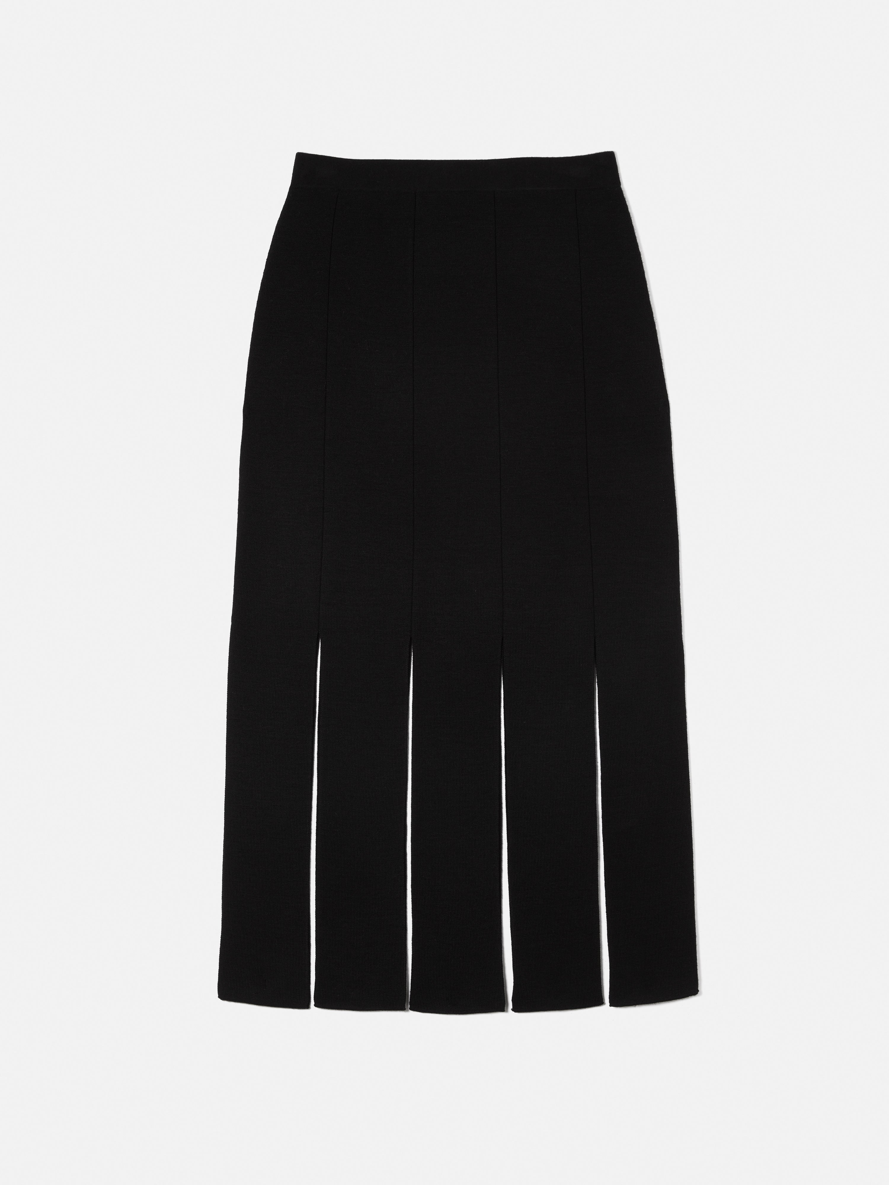 Women's Knitted Split Hem Skirt - Stretchy High Waist Midi Skirt with Side Slits | Black | Perfect for Casual Wear, Office Outfits & Date Nights
