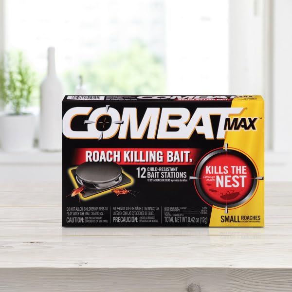 Combat 51910 Small Roach Bait - 12 Pack | Effective Roach Killer for Kitchens, Bathrooms & Basements | Long-Lasting Pest Control Gel Bait