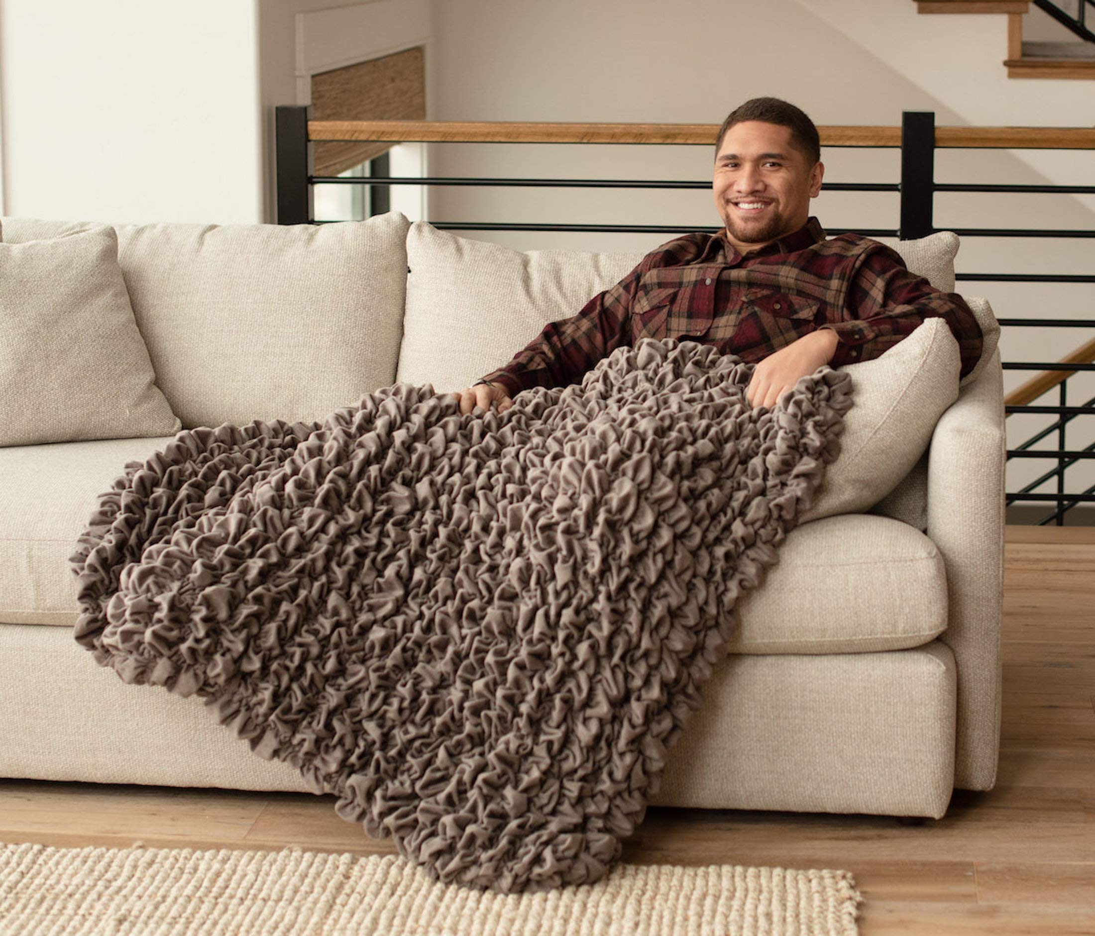 Albrea Handmade Designer Luxury Weighted Throw Blanket - 26 Yards Soft Fabric for Men, Perfect for Man Cave & TV Sports Watching - Ideal Father's Day Gift