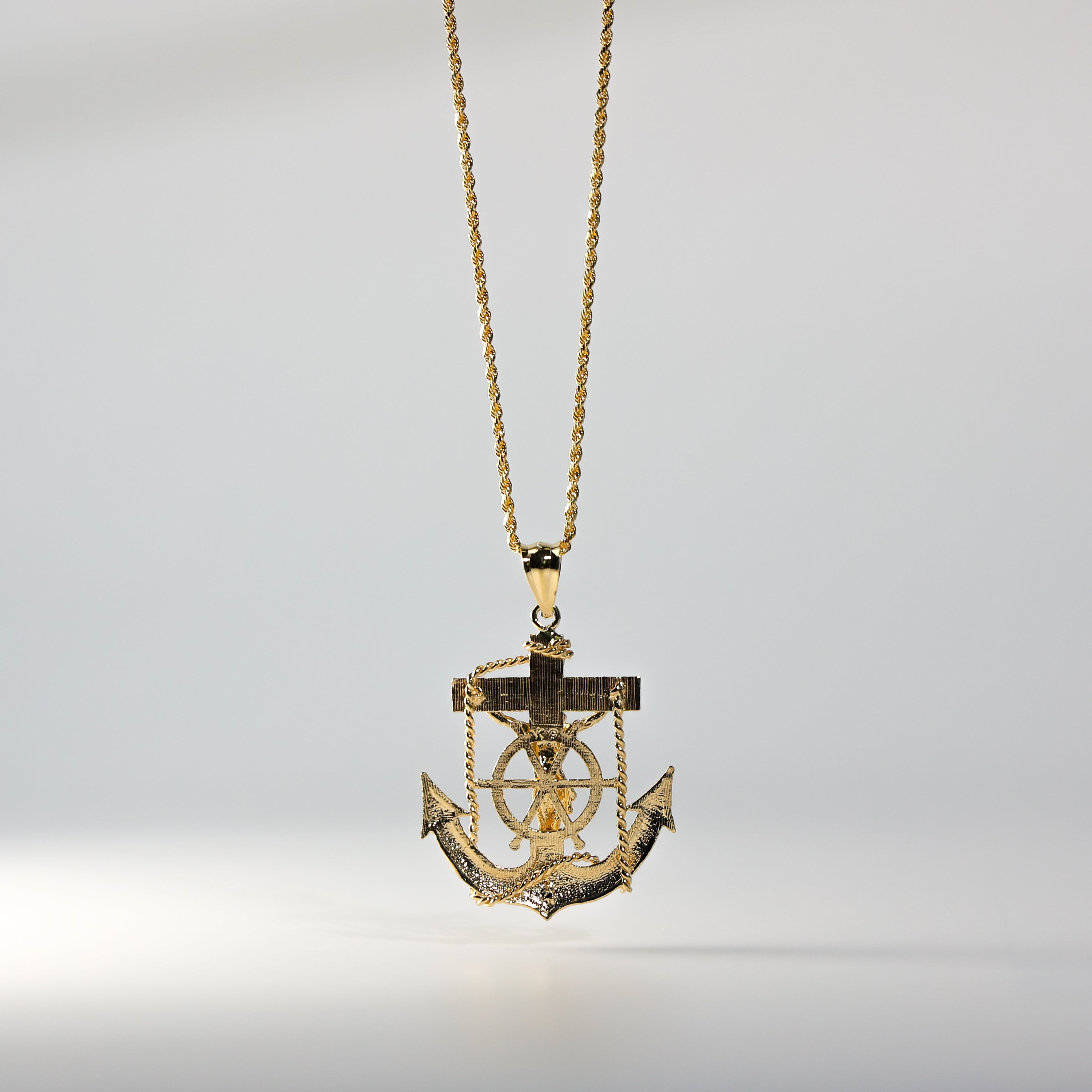 1223 Gold Large Mariner Crucifix Anchor Pendant Necklace - Religious Jewelry for Men & Women - Perfect for Gifts, Baptism, and Everyday Wear