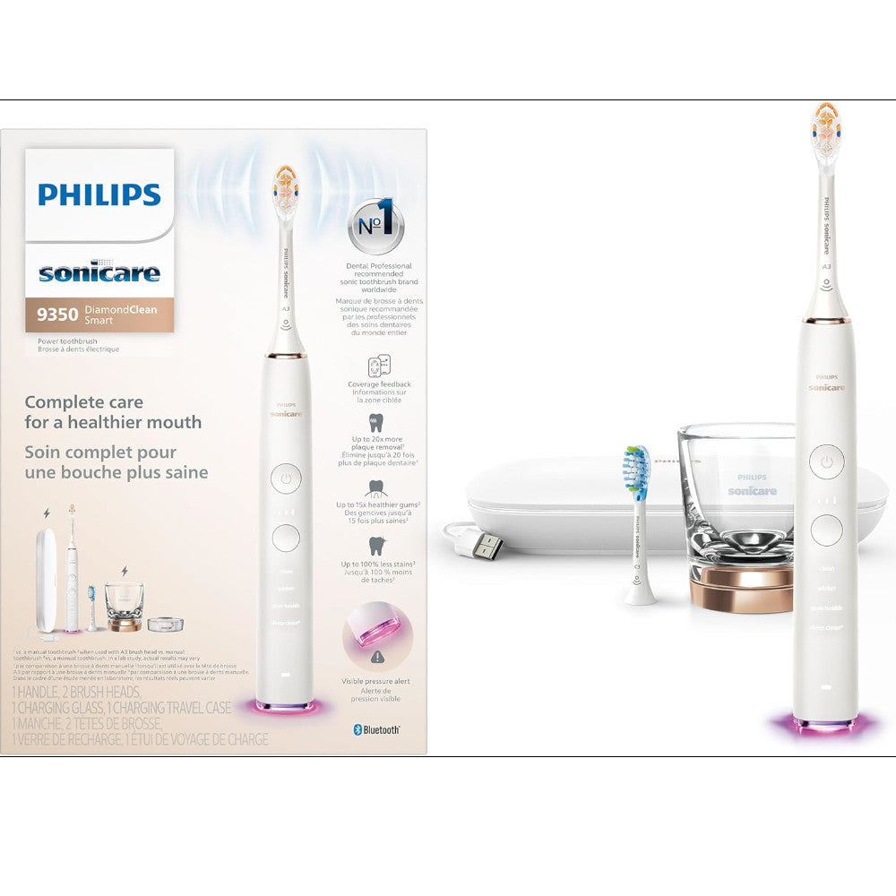 Philips Sonicare HX9902/77 DiamondClean Smart 9350 Electric Toothbrush - Rose Gold | Professional Teeth Cleaning for Whitening & Gum Care | Perfect for Travel & Home Use