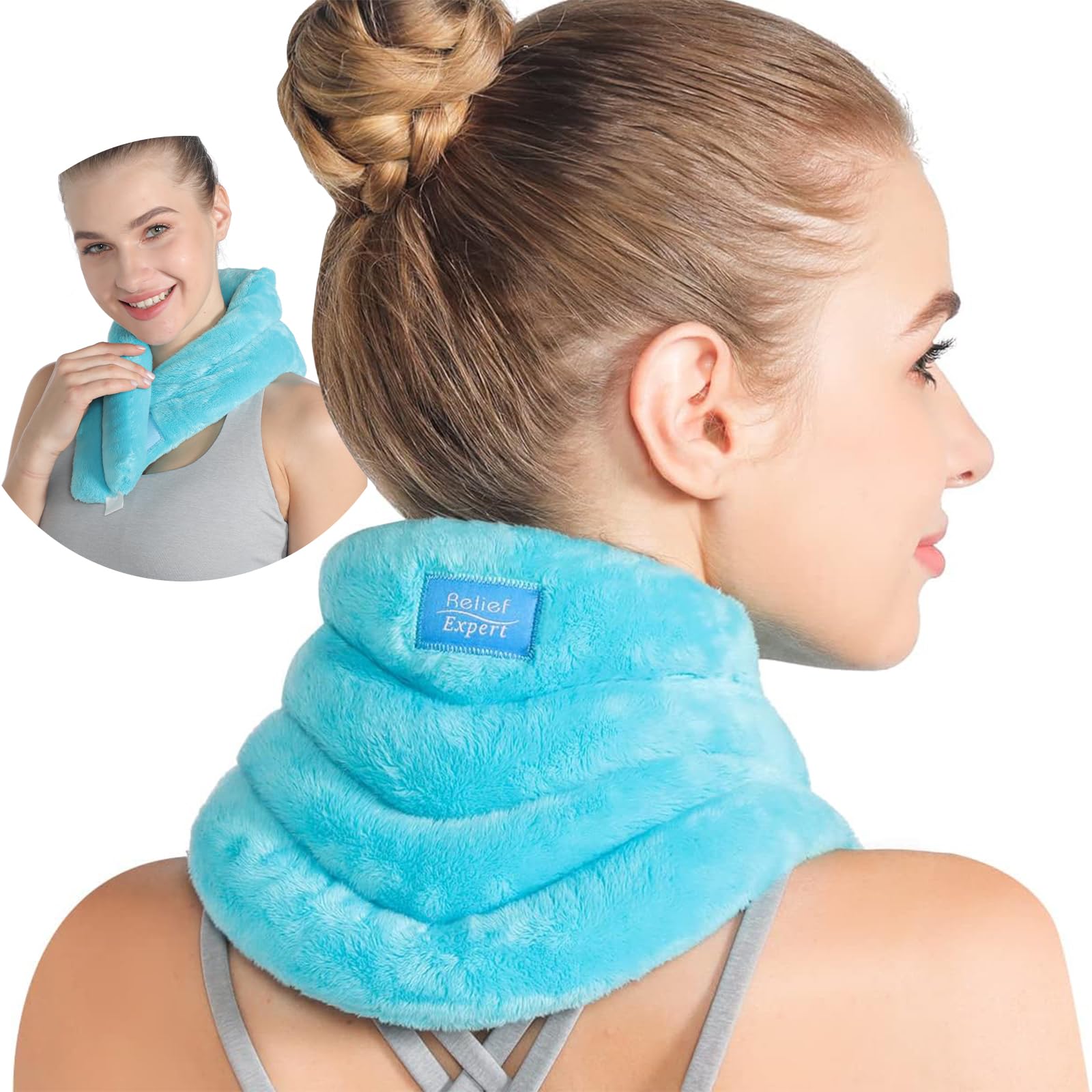Relief Expert Microwave Neck Heating Wrap with Moist Heat Therapy - Hot & Cold Pain Relief for Neck, Shoulders & Back - Perfect for Home, Office & Travel Use