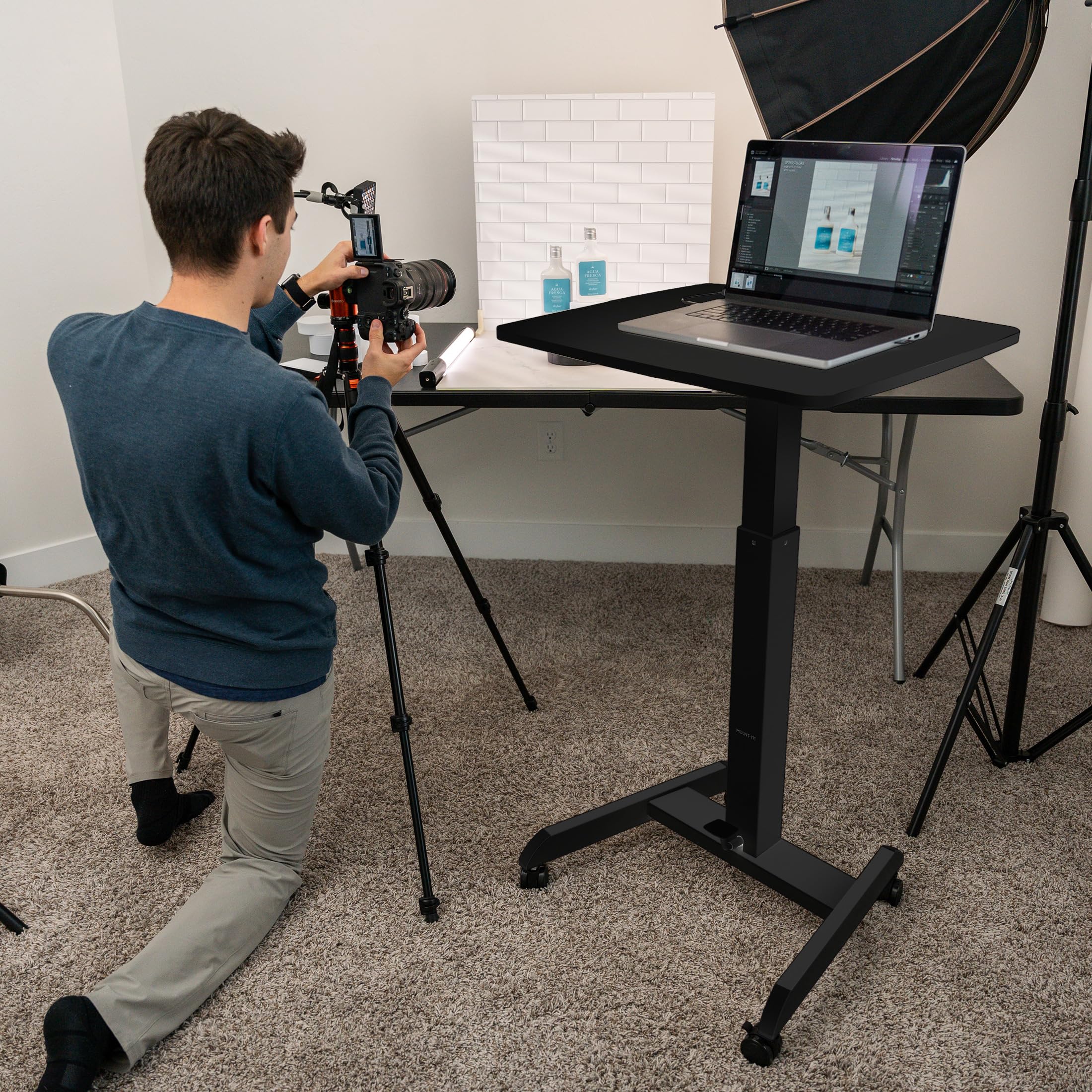 Mount-It! Adjustable Height Rolling Laptop Desk (29.6