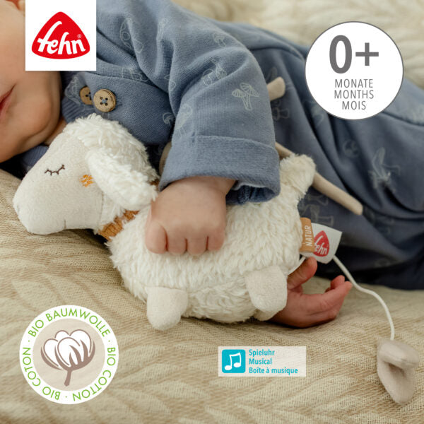 FehnNATUR Mini Musical Sheep Toy - Soft Plush Stuffed Animal with Soothing Lullabies for Babies & Toddlers | Perfect Nursery Gift, Bedtime Companion & Sensory Play for Newborns