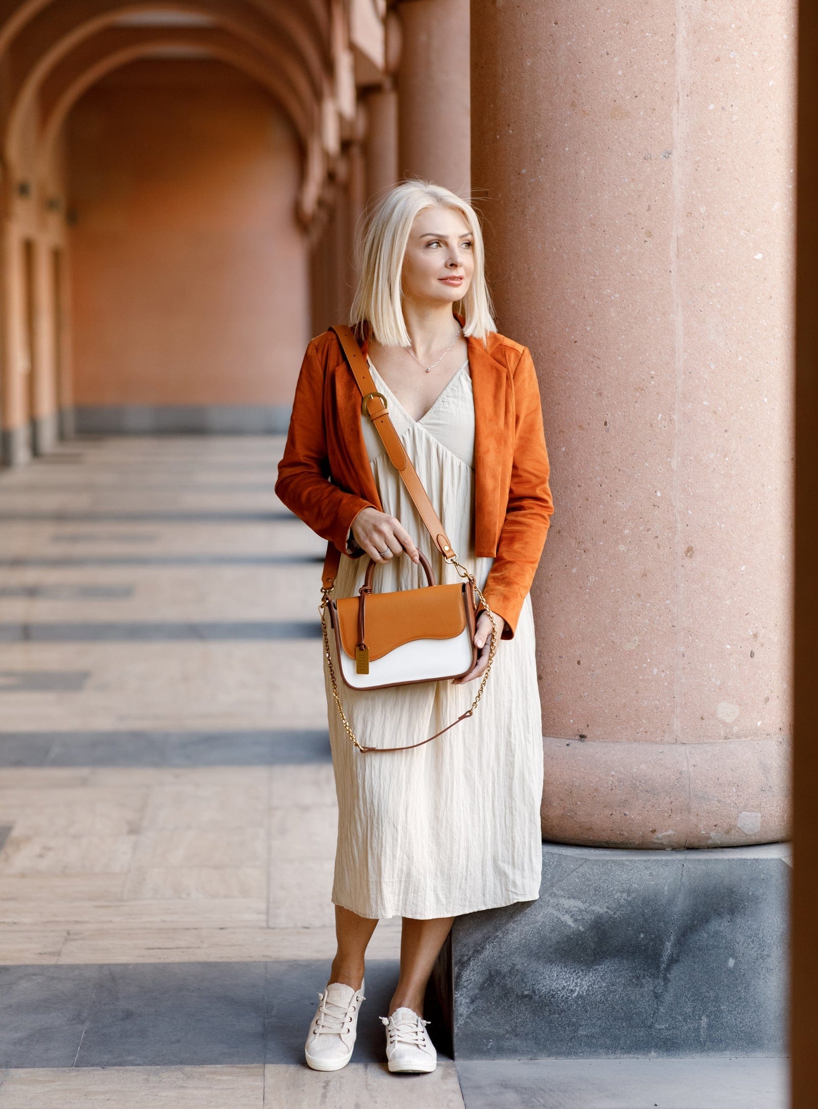 Vegan Cactus Leather Crossbody Bag for Women - Sunrise Chestnut Honey Color | Eco-Friendly Fashion Accessory for Casual Outings & Travel