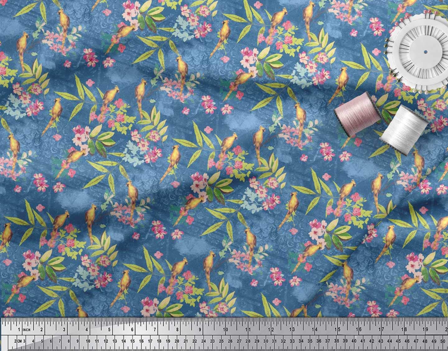 Soimoi Blue Cotton Canvas Fabric - 56