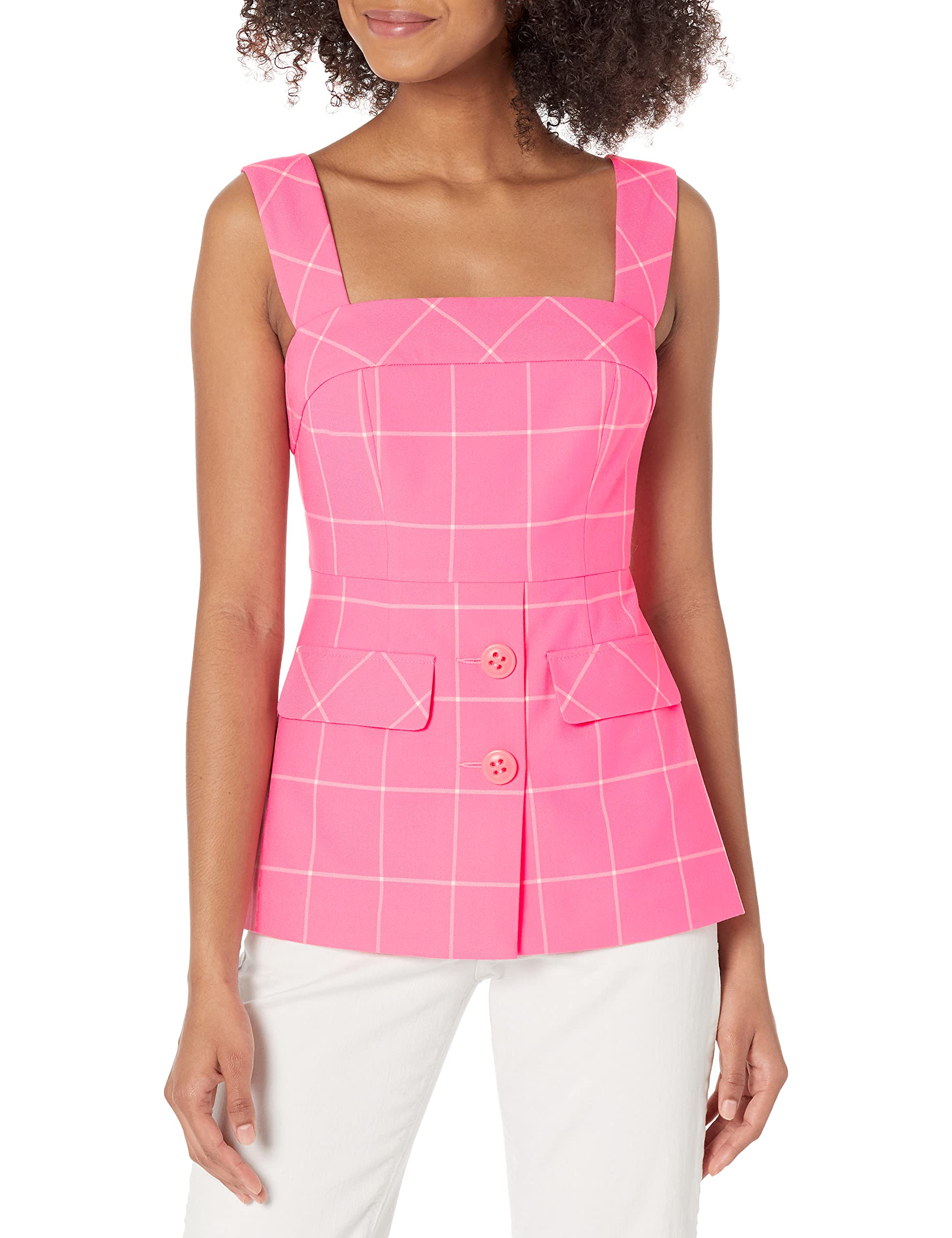 Trina Turk Women's Slim Fit Button Front Tank Top - Casual Summer Blouse for Beach, Work & Everyday Wear