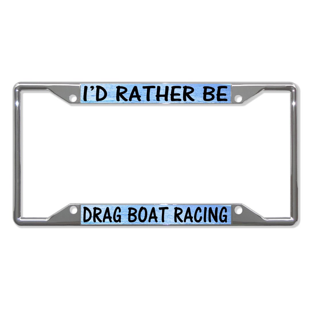 Drag Boat Racing Metal License Plate Frame - Weatherproof Chrome Car Accessory for Outdoor Enthusiasts