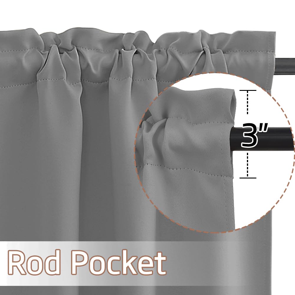 Thermal Insulated Blackout Kitchen Curtains for Small Windows - 29