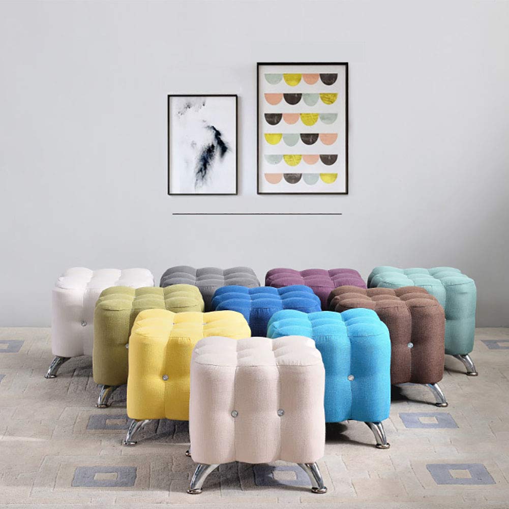 Premium Cotton Linen Flannel Velvet Ottoman Cube - Multi-Functional Footstool, Sofa Stool & Shoe Bench for Living Room, Bedroom (Purple) | Perfect as Seating, Storage & Decorative Accent