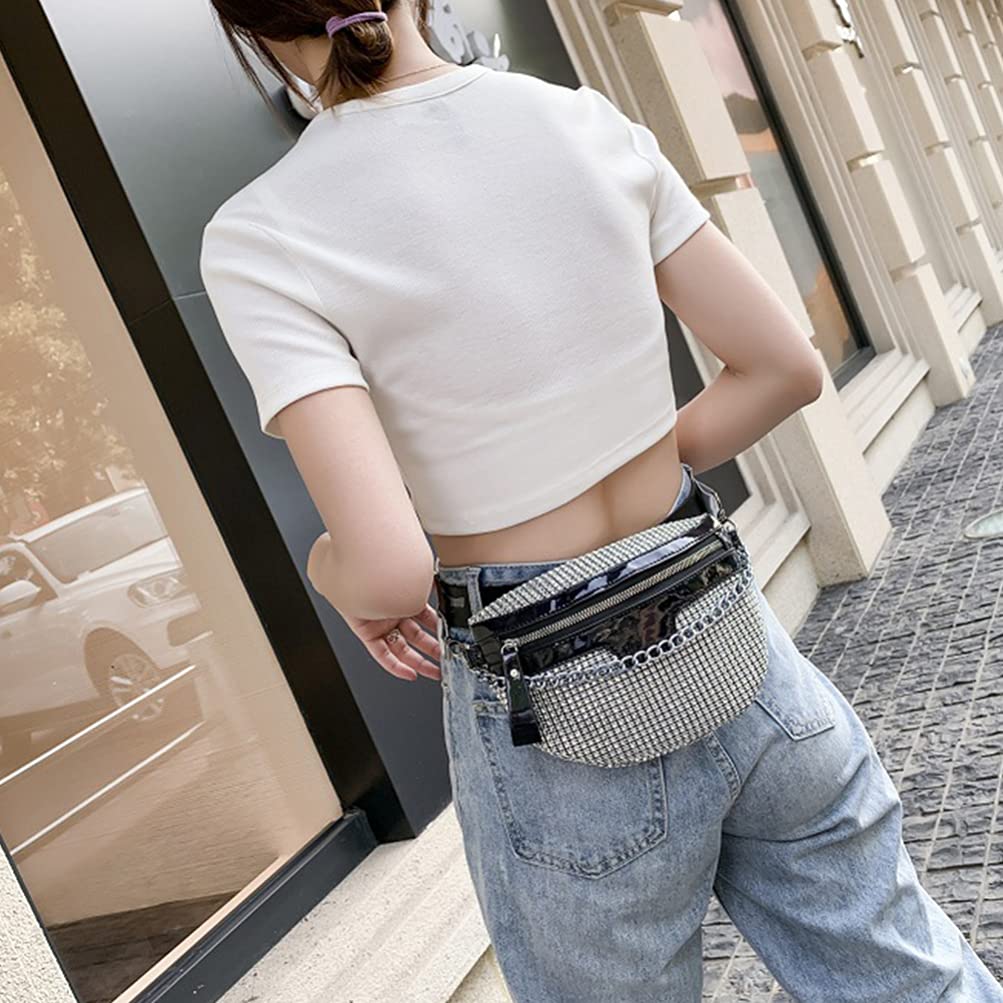 Stylish Rhinestone Waist Bag for Women - Crossbody Pouch, PU Leather Messenger Bag, Festival Purse & Wallet - Perfect for Concerts, Travel, and Everyday Use