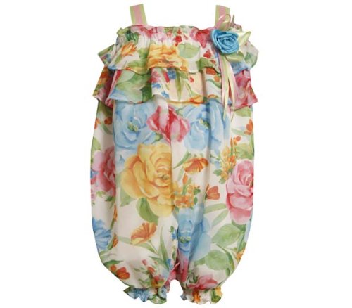 Bonnie Baby Girls Newborn Cabbage Rose Print Coverall Romper - Soft Cotton Jumpsuit for Infants 0-24 Months | Perfect for Photo Shoots, Playdates & Special Occasions