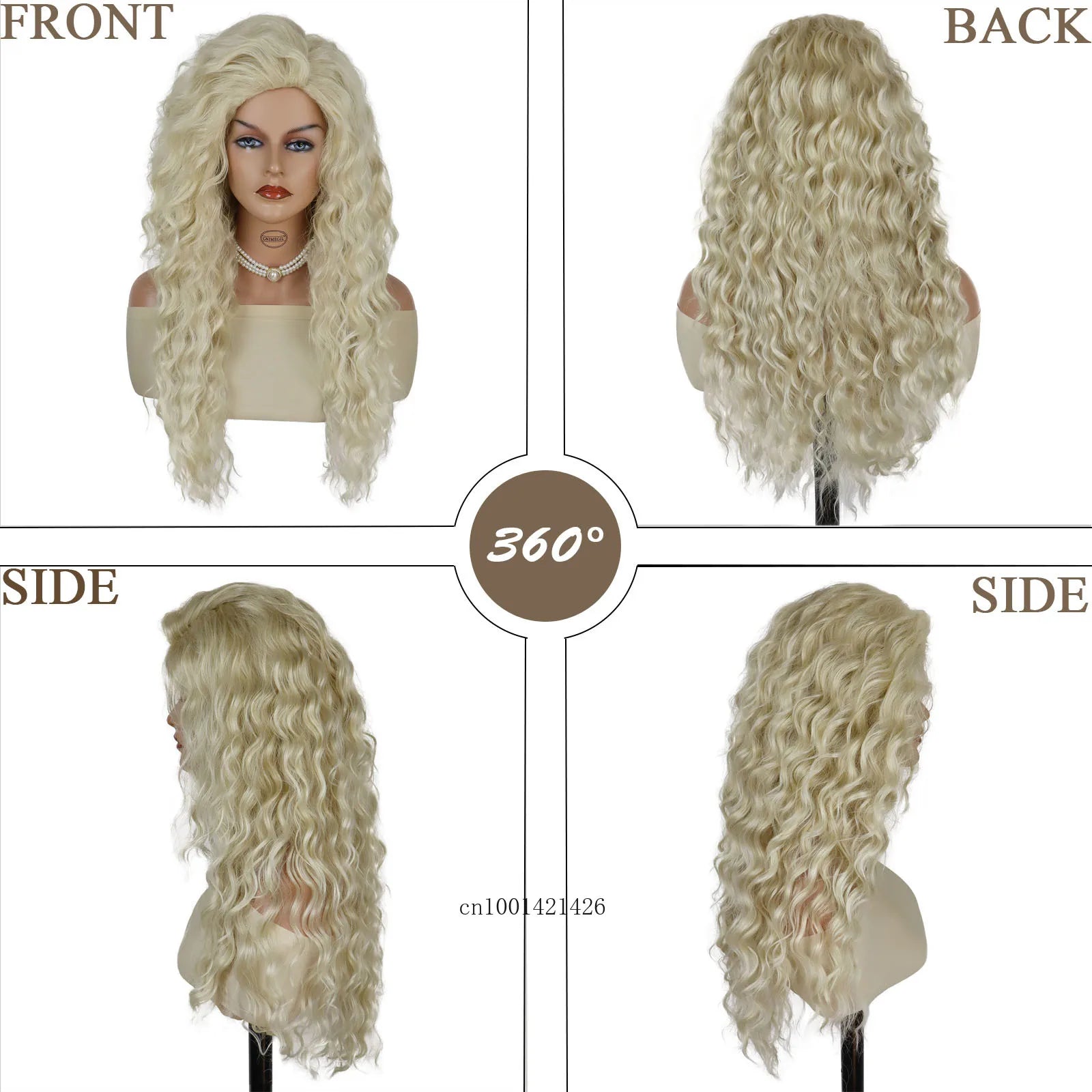 Long Blonde Synthetic Wigs for Women - Curly Wavy Cosplay Wig for Halloween, Carnival & Costume Parties | Natural Looking Hair for Daily Wear & Special Occasions