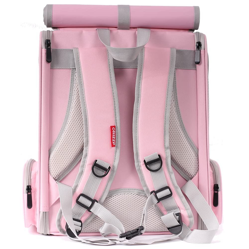 Bird Carrier Backpack with Wooden Stand Perch - Portable Travel Cage for Small Birds (Pink) | Perfect for Vet Visits, Outdoor Adventures & Air Travel