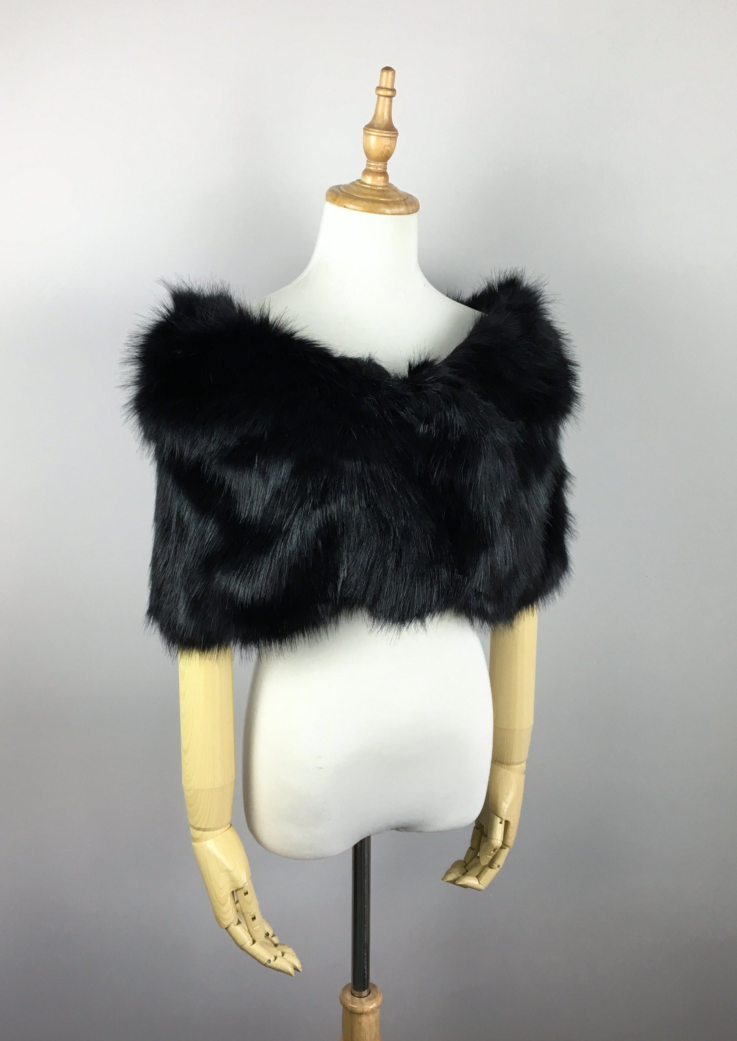 Luxury Black Fur Shawl Wrap - Blair Blk03 - Elegant Winter Accessory for Women, Evening Parties & Formal Events