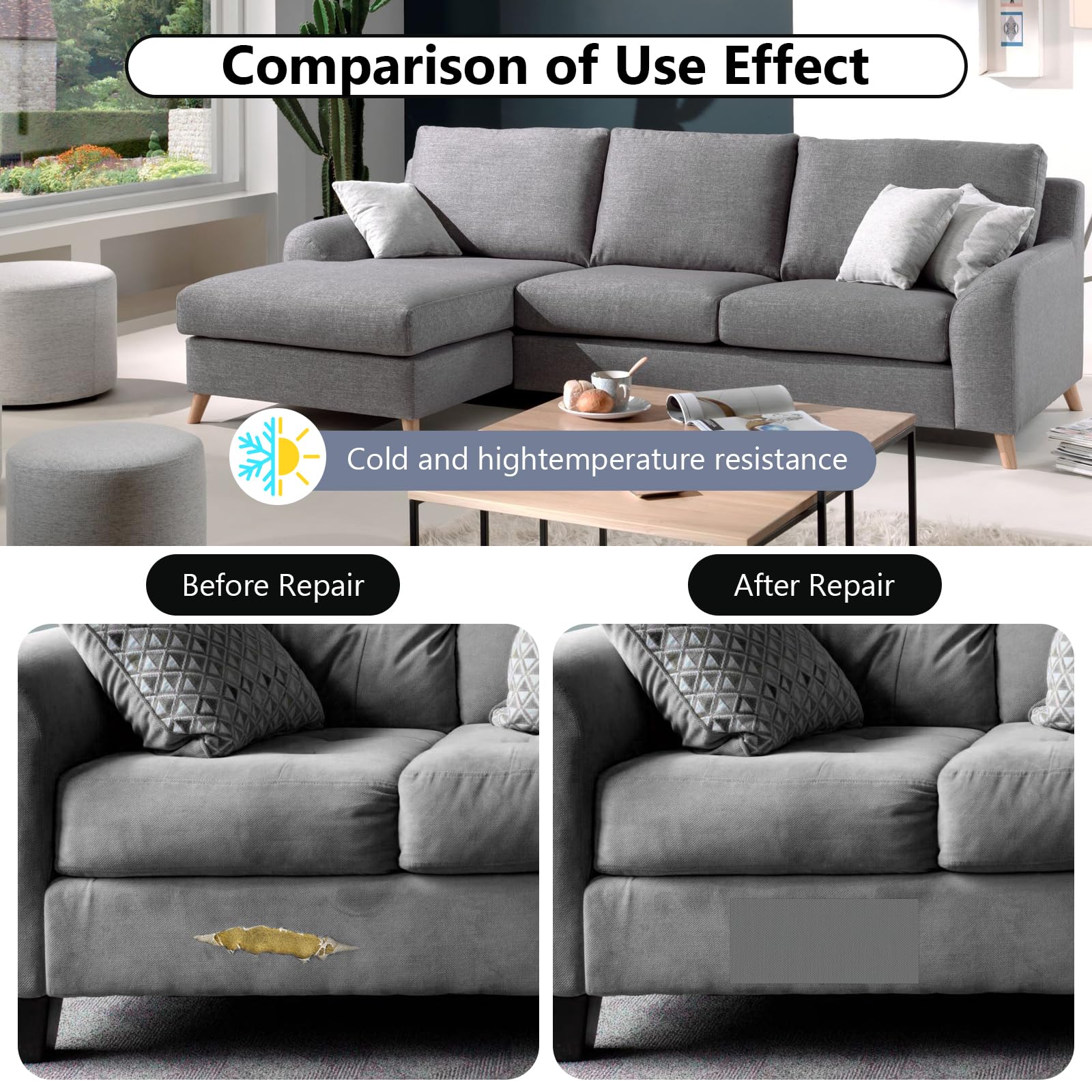 Self-Adhesive Waterproof Upholstery Repair Fabric Patch - 9x11 Inch Canvas Repair Tape (2 Pack) - Dark Blue Furniture Repair Kit for Sofas, Car Seats, Boats, Tents & Clothes | Durable Fabric Patch for Home, Marine & Outdoor Use