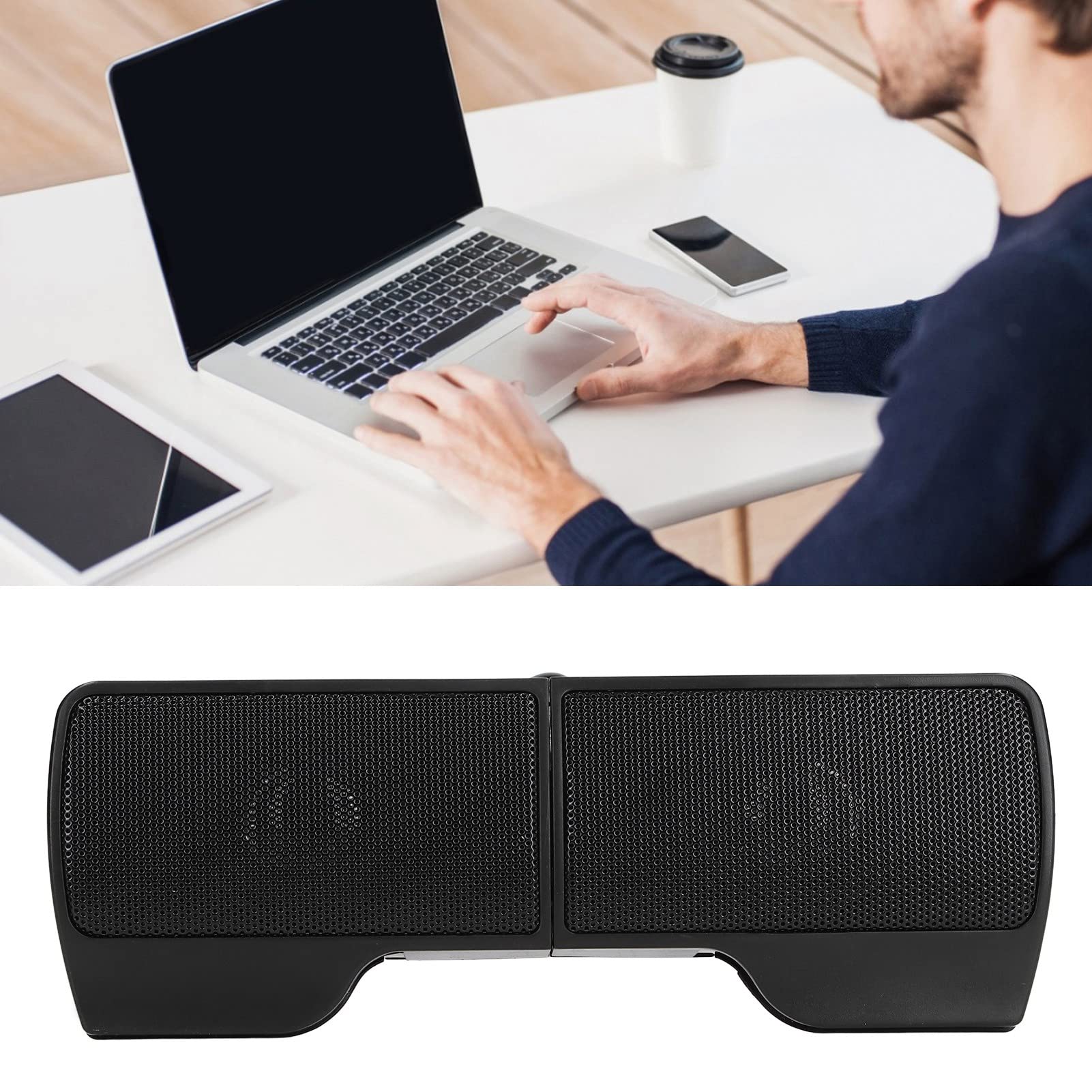 Flexman USB-Powered Wired Laptop Soundbar - Stereo Speakers with Screen Clip for PC, Monitor, Notebook, Tablet & TV | Perfect for Home Office, Gaming & Entertainment